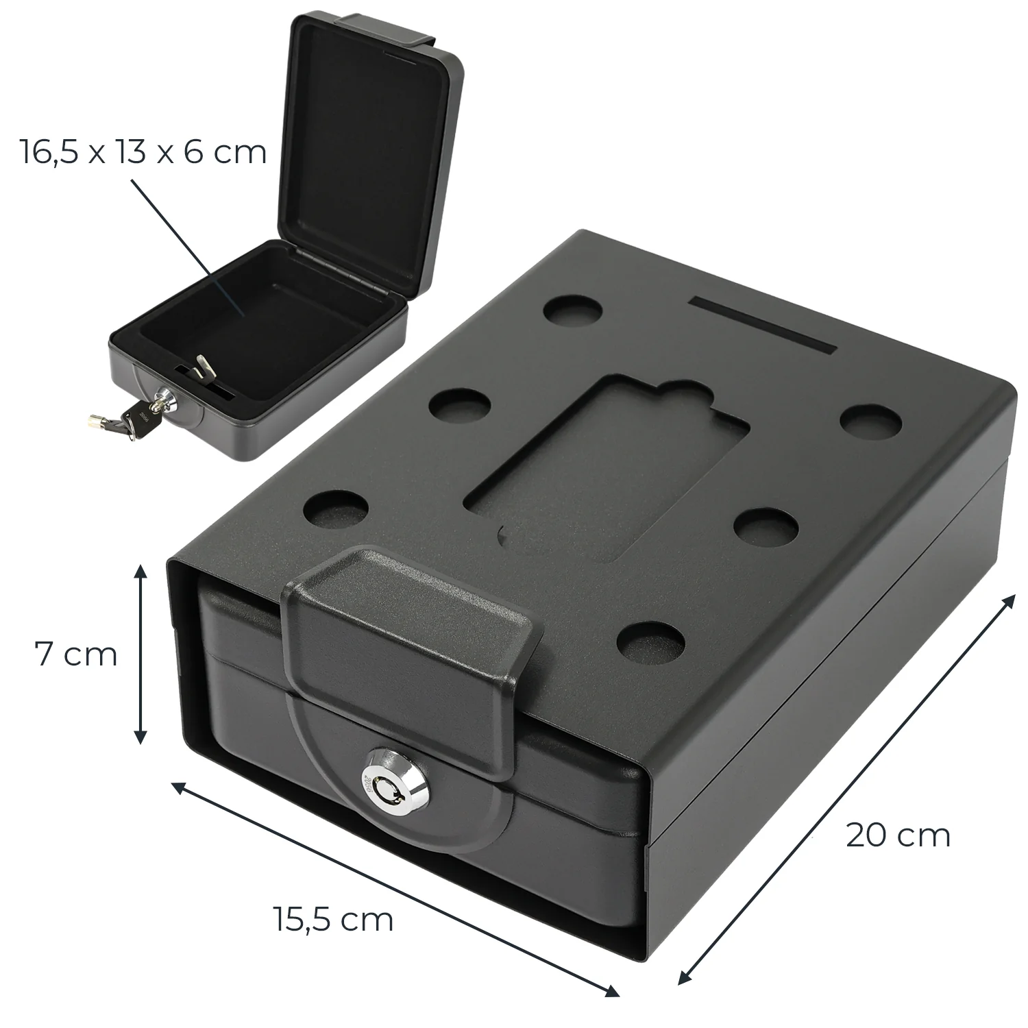 Anschraubbare Box, HMF 307-02, 20 x 15,5 x 7 cm, Schwarz - Image 4