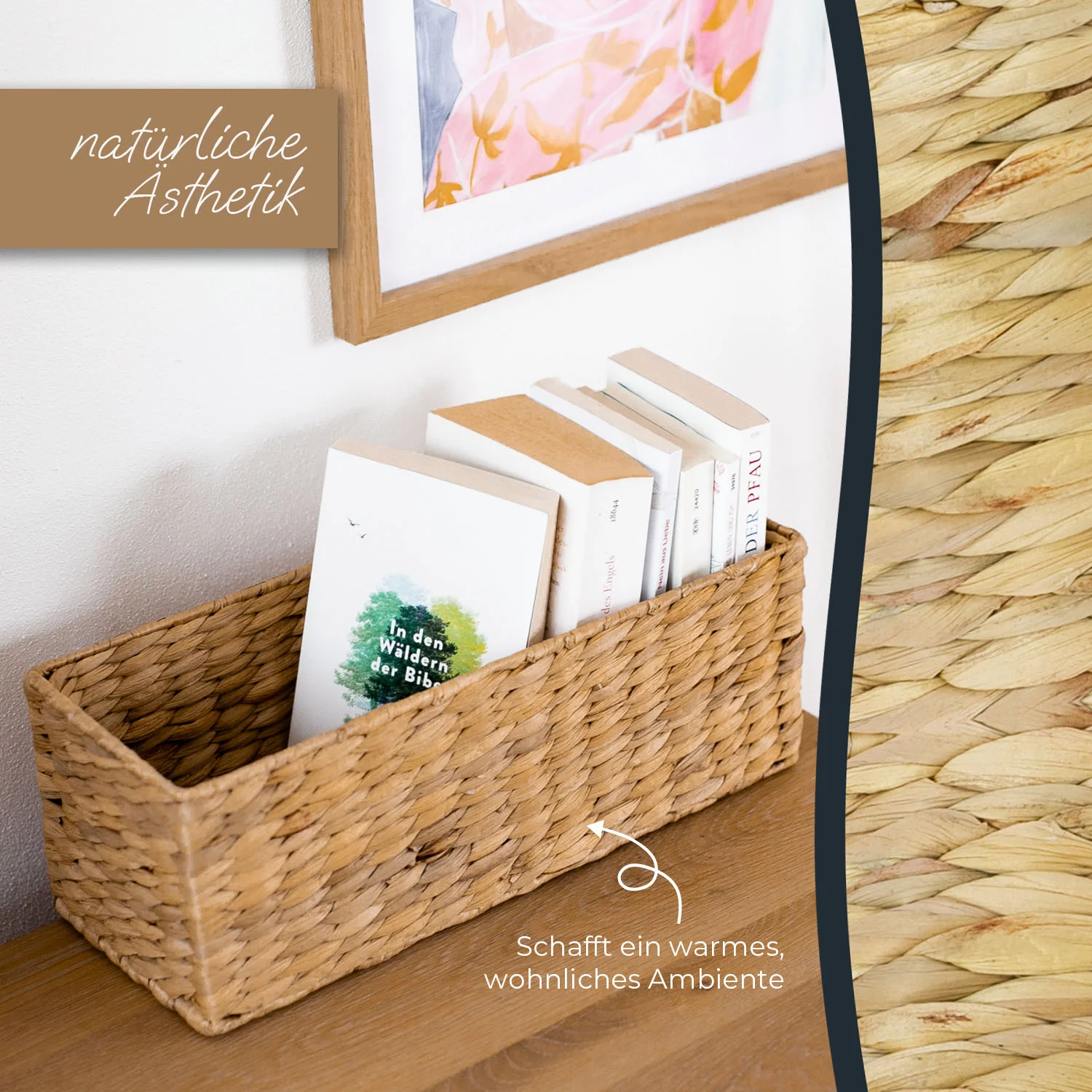 Aufbewahrungskorb passend für KALLAX halbes Fach, Korb geflochten aus Wasserhyazinthe für Badezimmer, Küche und Wohnbereich, HMF3727 - Image 14