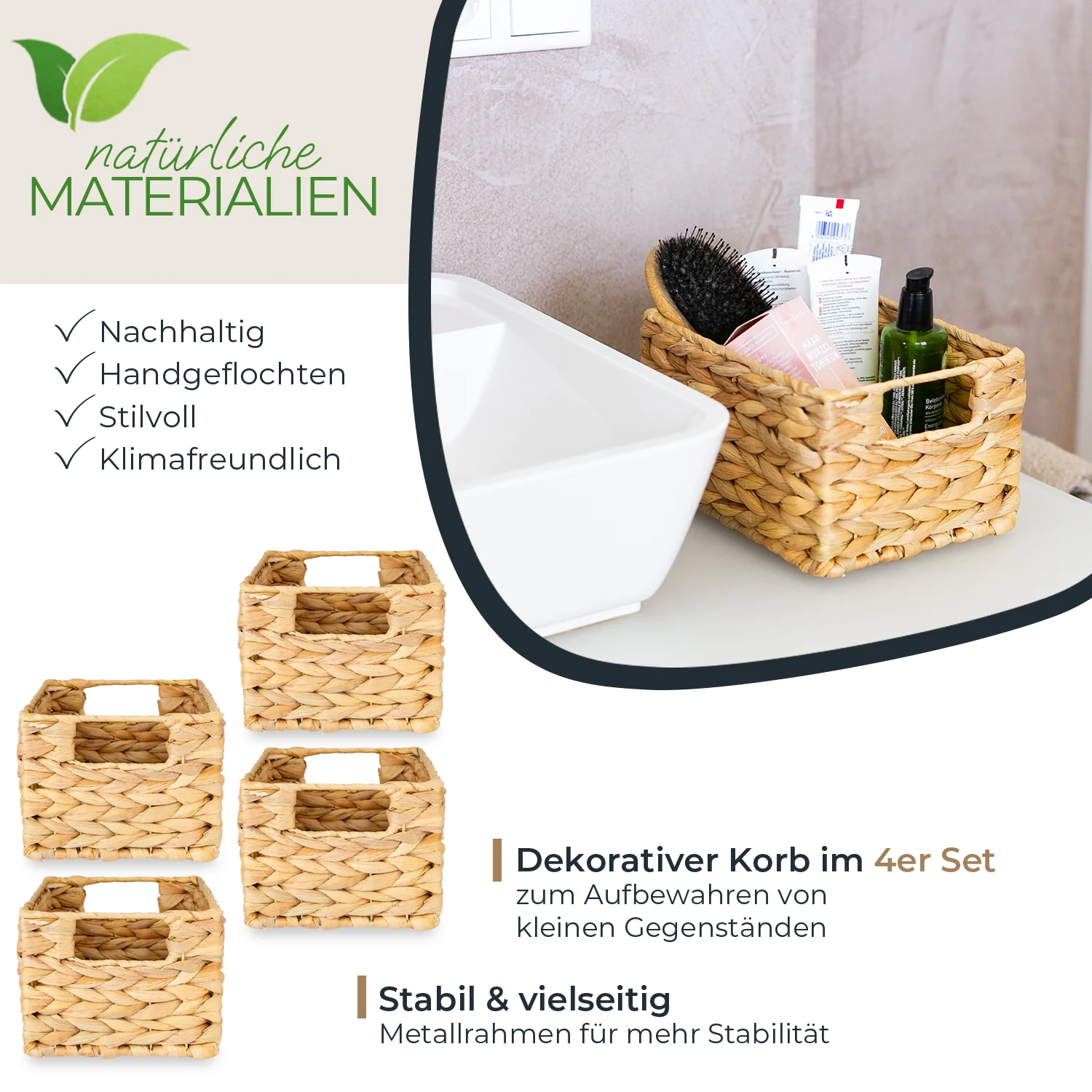 Aufbewahrungskorb, Korb geflochten aus Wasserhyazinthe Seegras, HMF 372410 - Image 11