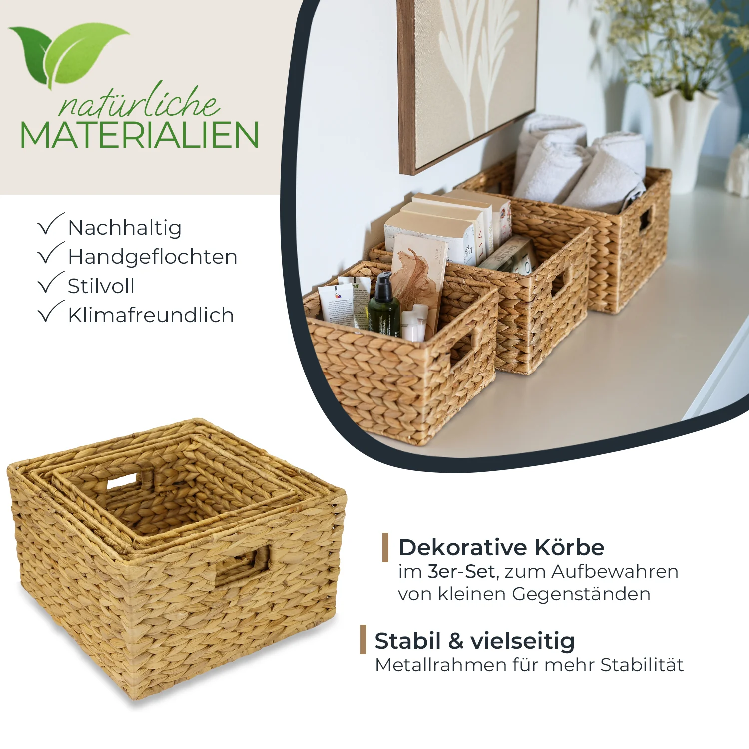 Aufbewahrungskorb, Korb geflochten aus Wasserhyazinthe Seegras, HMF 372410 - Image 20