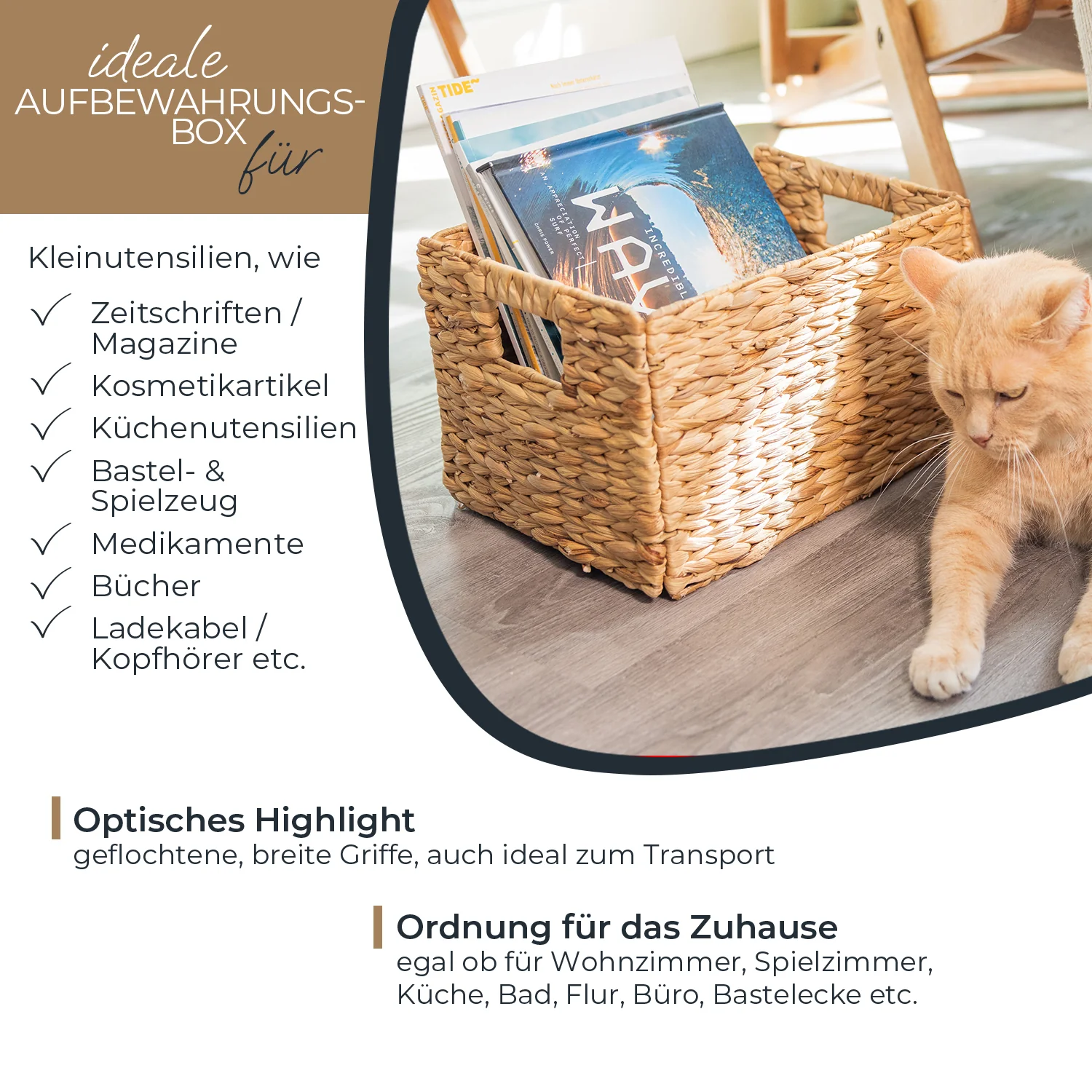 Aufbewahrungskorb, Korb geflochten aus Wasserhyazinthe Seegras, HMF 372410 - Image 29