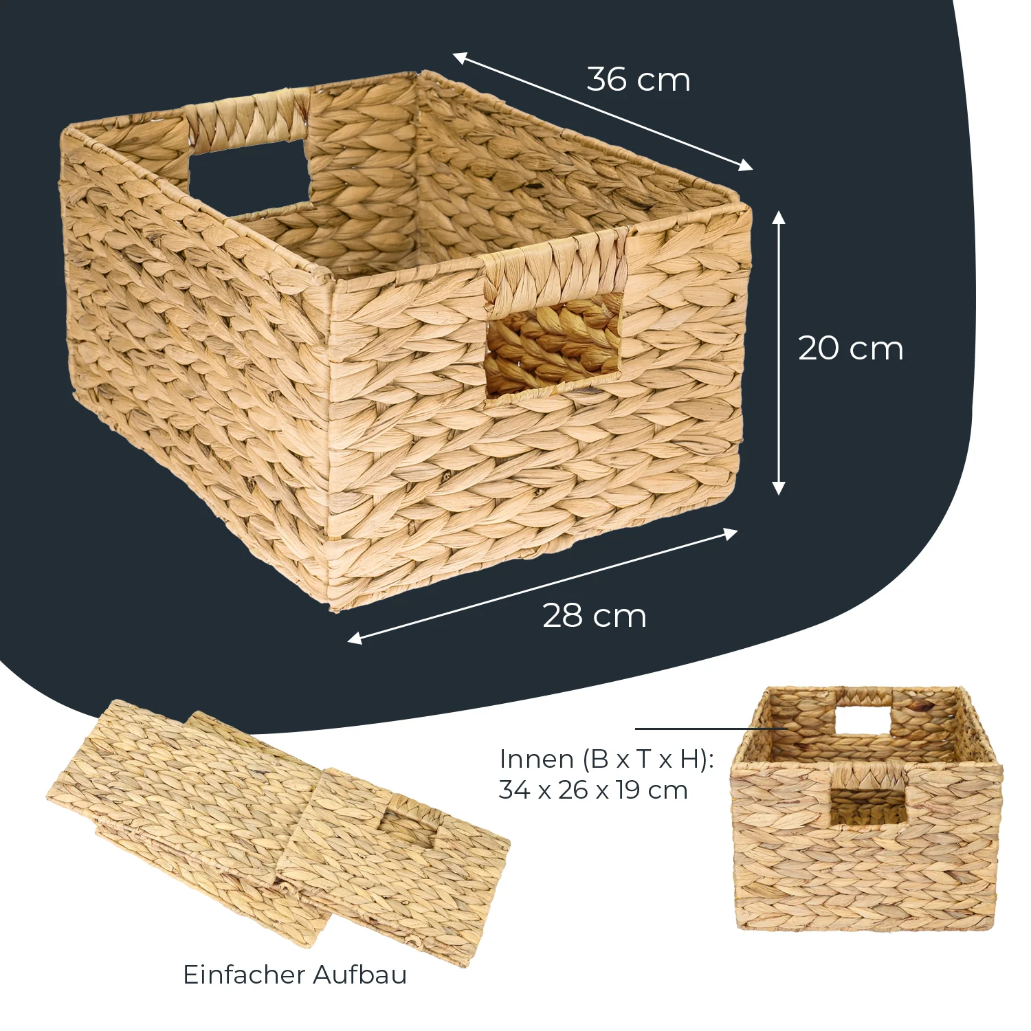 Aufbewahrungskorb, Korb geflochten aus Wasserhyazinthe Seegras, HMF 372410 - Image 31
