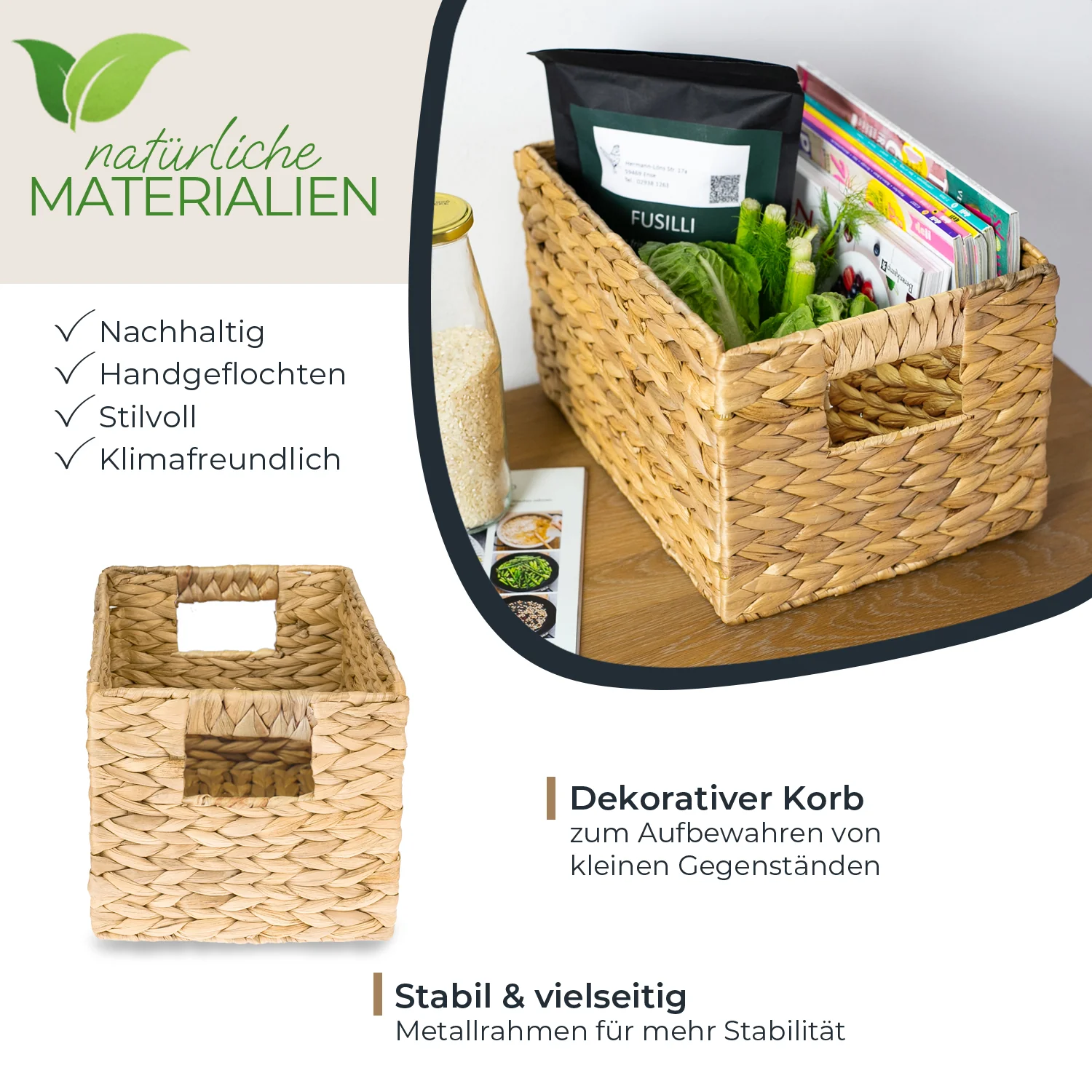 Aufbewahrungskorb, Korb geflochten aus Wasserhyazinthe Seegras, HMF 372410 - Image 36