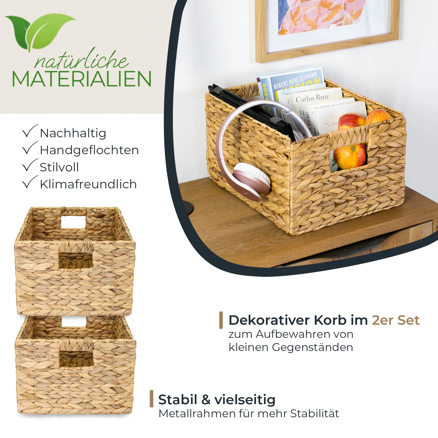 Aufbewahrungskorb, Korb geflochten aus Wasserhyazinthe Seegras, HMF 372410 - Image 45