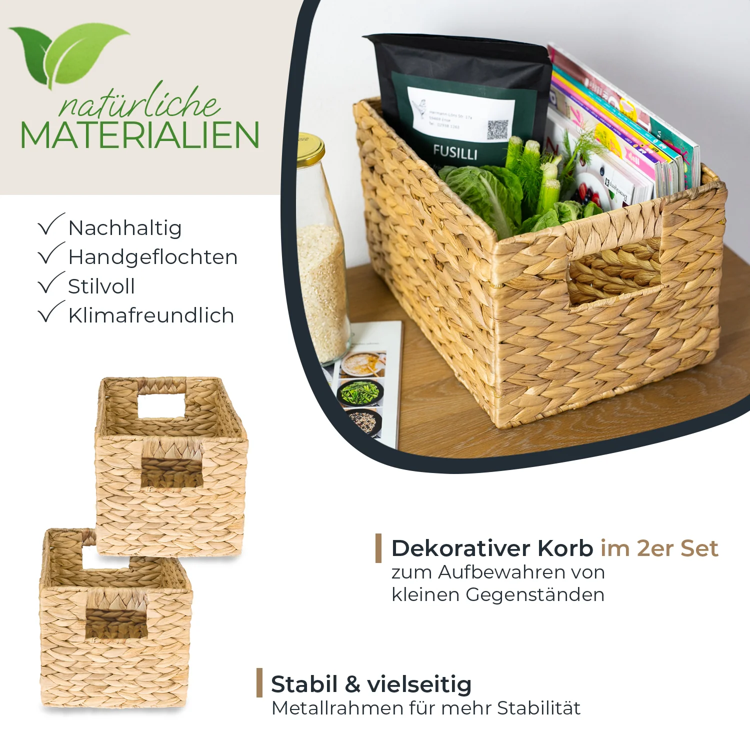 Aufbewahrungskorb, Korb geflochten aus Wasserhyazinthe Seegras, HMF 372410 - Image 54