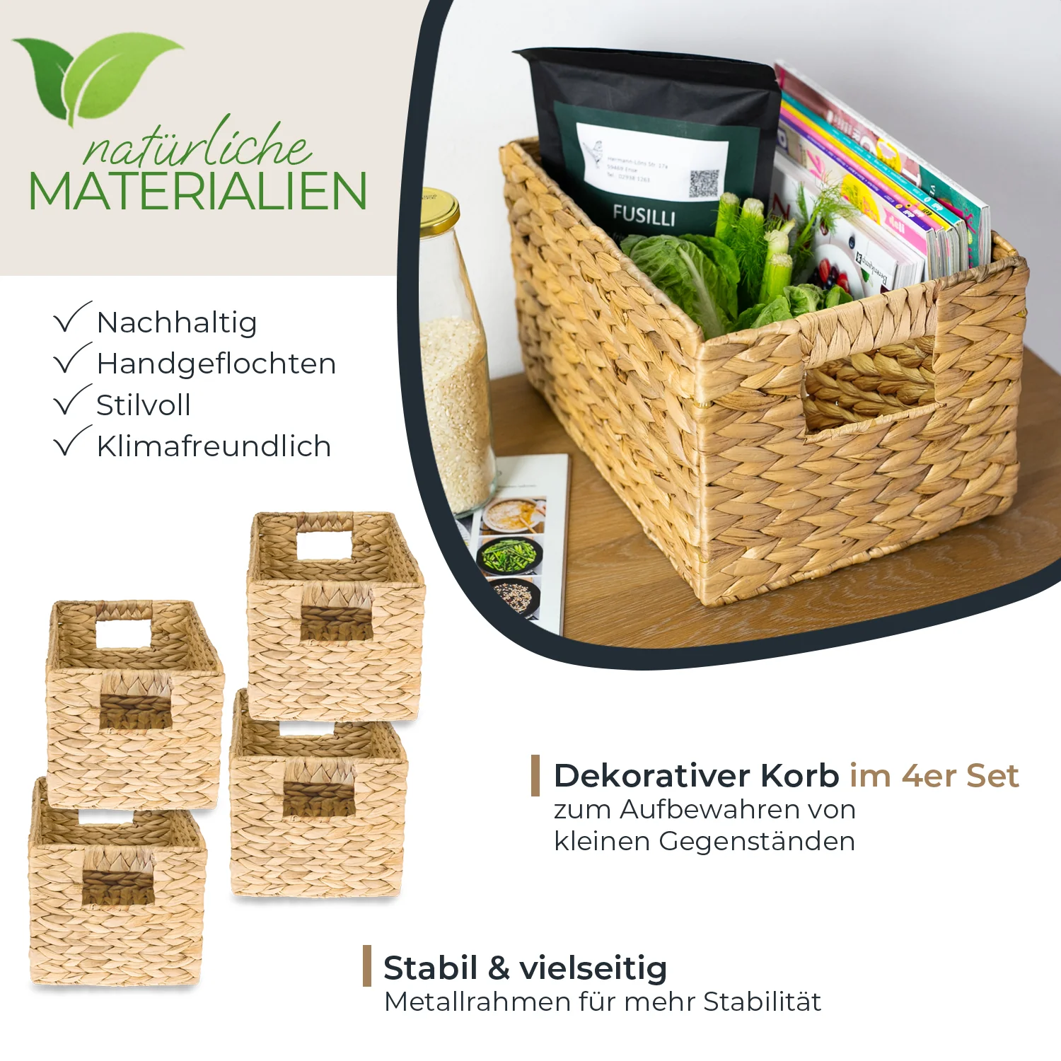 Aufbewahrungskorb, Korb geflochten aus Wasserhyazinthe Seegras, HMF 372410 - Image 63