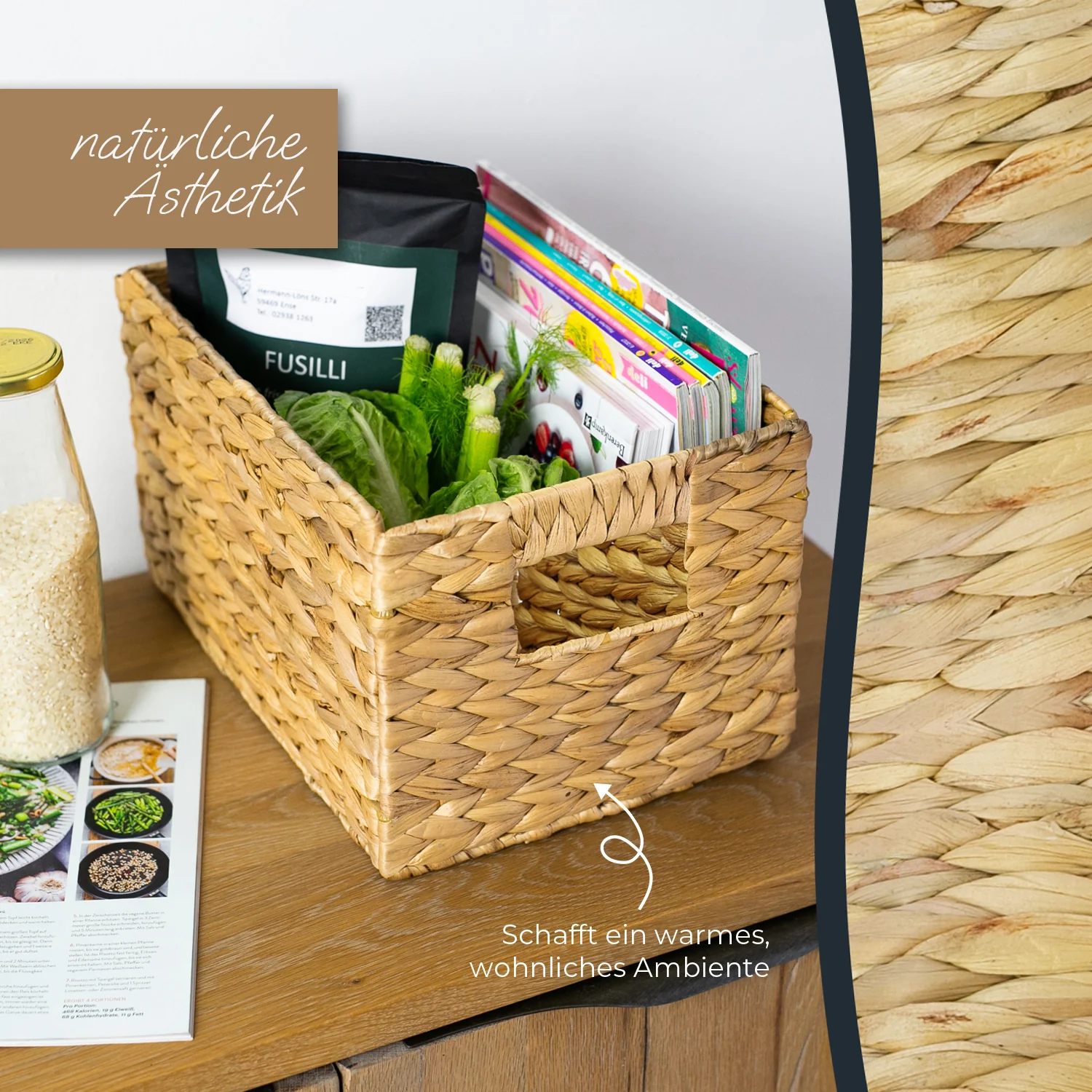 Aufbewahrungskorb, Korb geflochten aus Wasserhyazinthe Seegras, HMF 372410 - Image 65