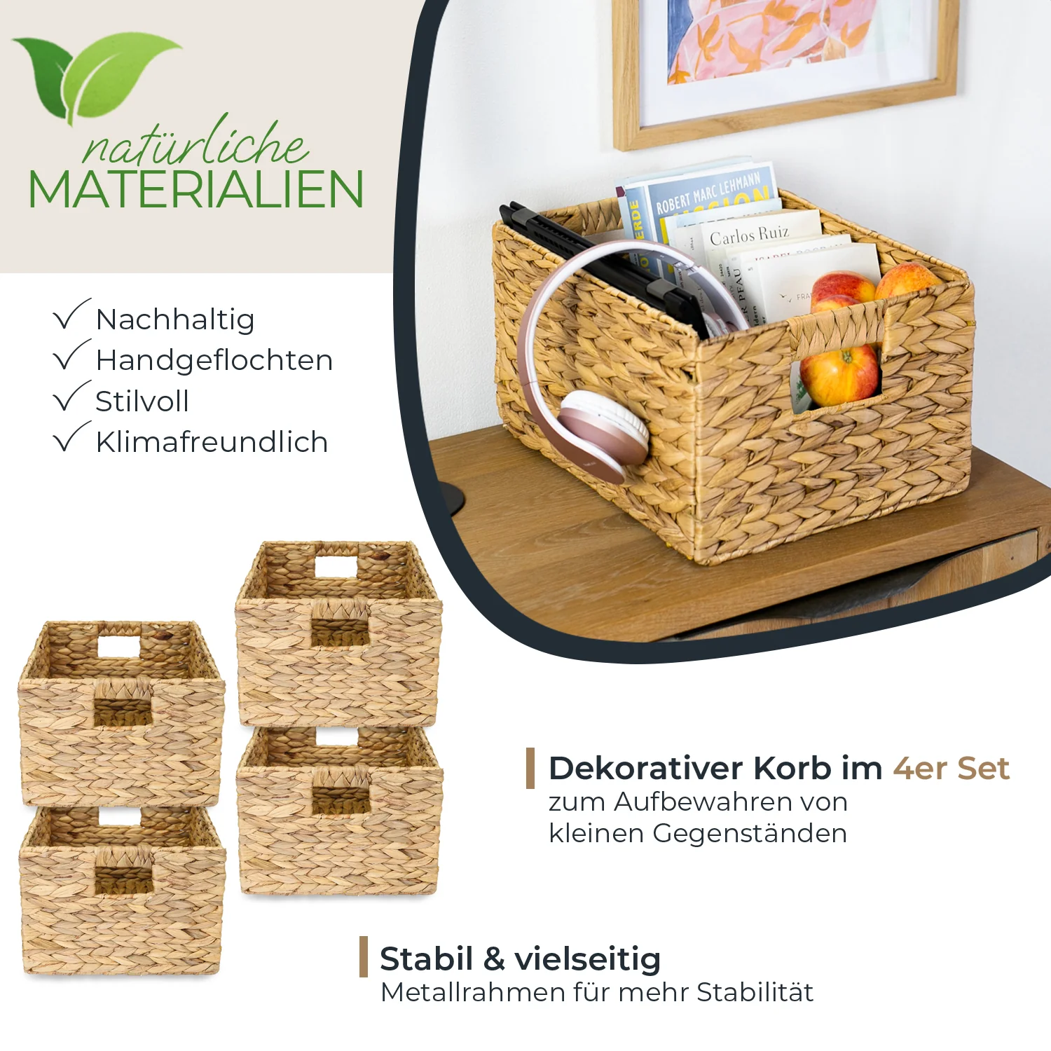 Aufbewahrungskorb, Korb geflochten aus Wasserhyazinthe Seegras, HMF 372410 - Image 76