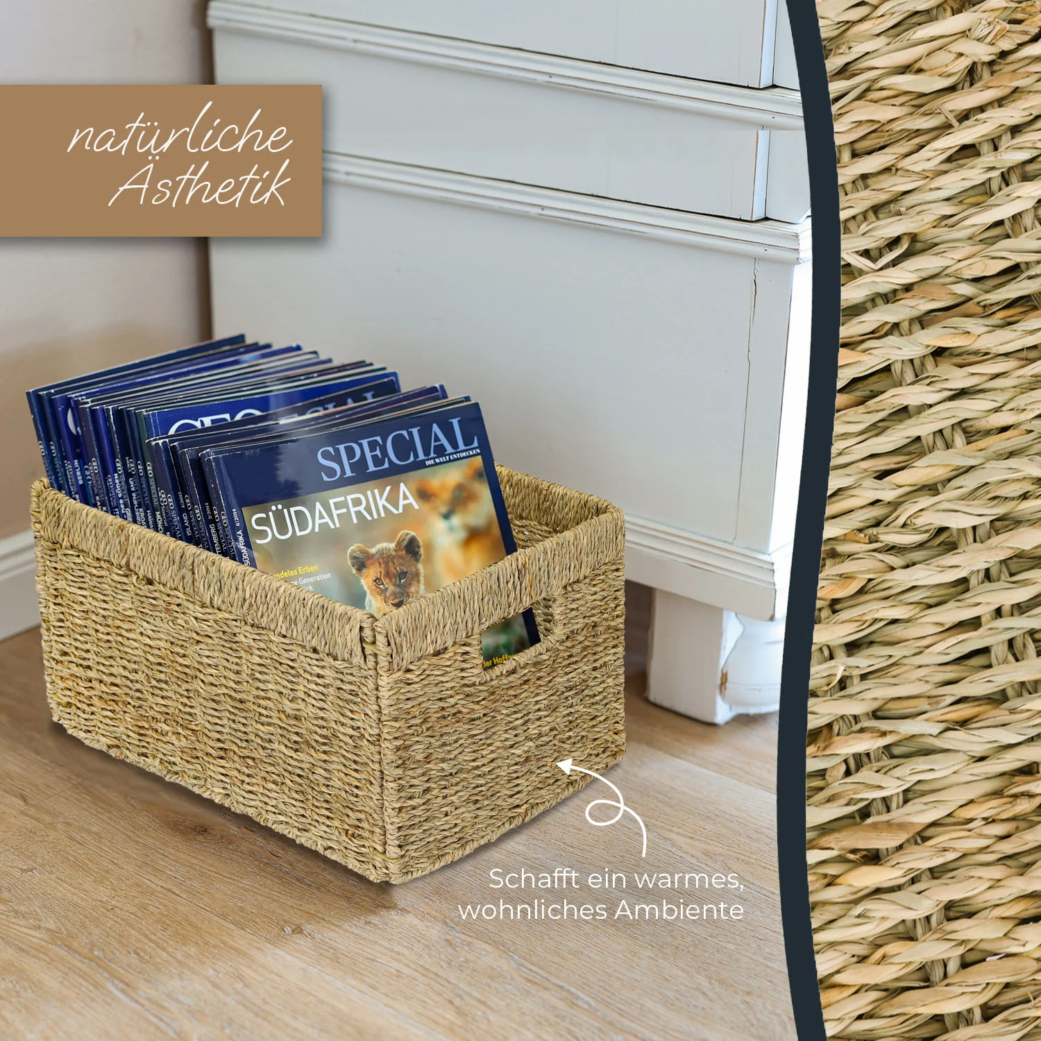 Aufbewahrungskorb geflochten aus Seegras passend für Billy Regal, HMF 37049, 35 x 25 x 20 cm - Image 13