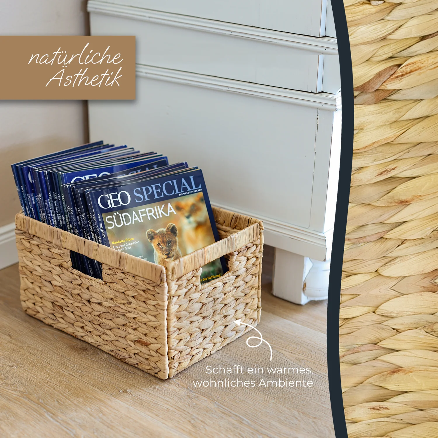 Aufbewahrungskorb geflochten aus Wasserhyazinthe passend für Billy Regal, HMF 37249, 35 x 25 x 20 cm - Image 13