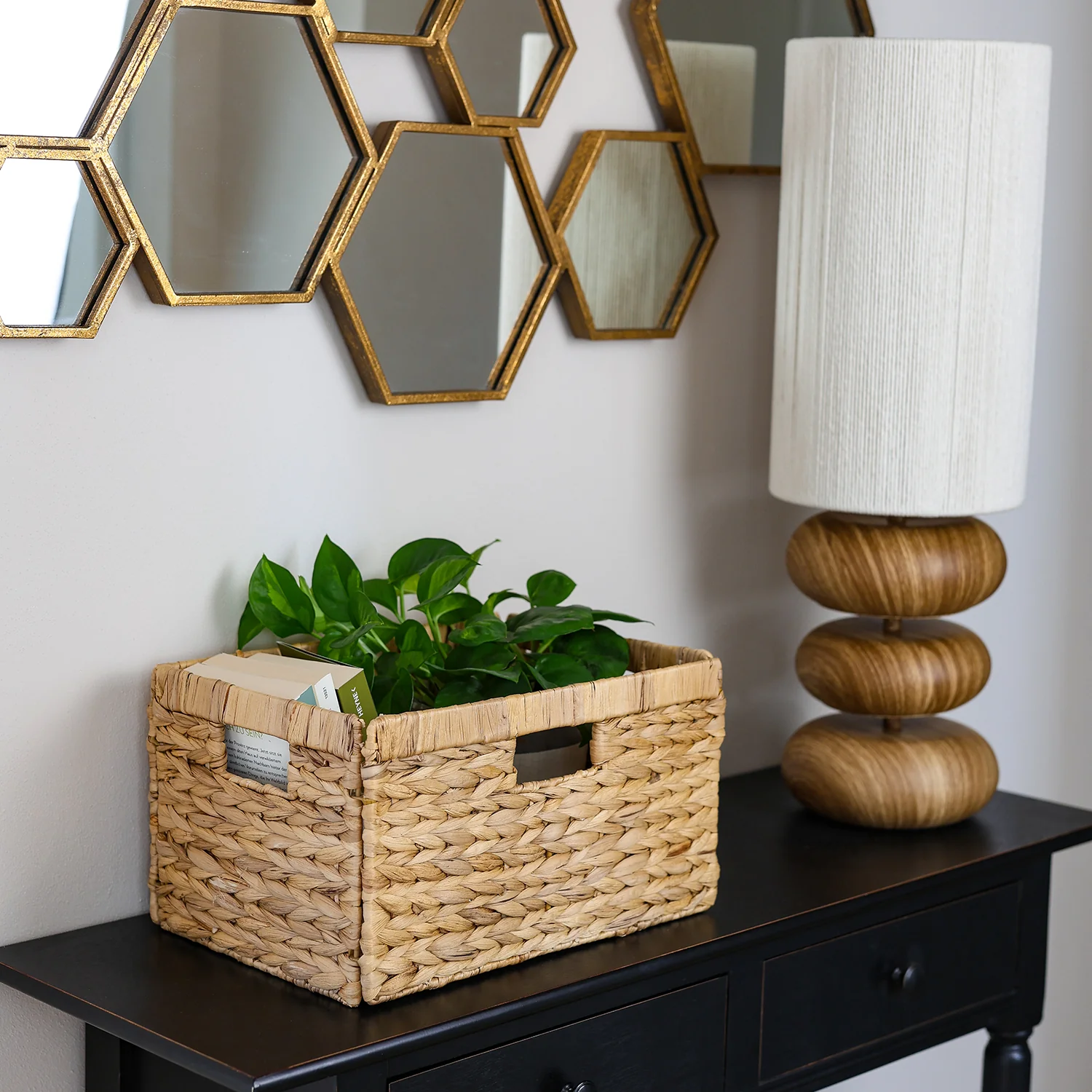 Aufbewahrungskorb geflochten aus Wasserhyazinthe passend für Billy Regal, HMF 37249, 35 x 25 x 20 cm - Image 25