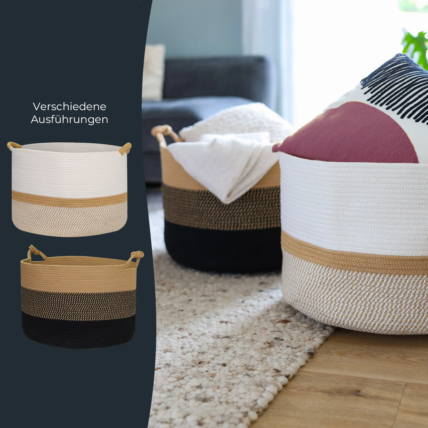 Aufbewahrungskorb mit Griffen, großer Korb aus Baumwolle, HMF 39014, 50 x 33 cm - Image 18