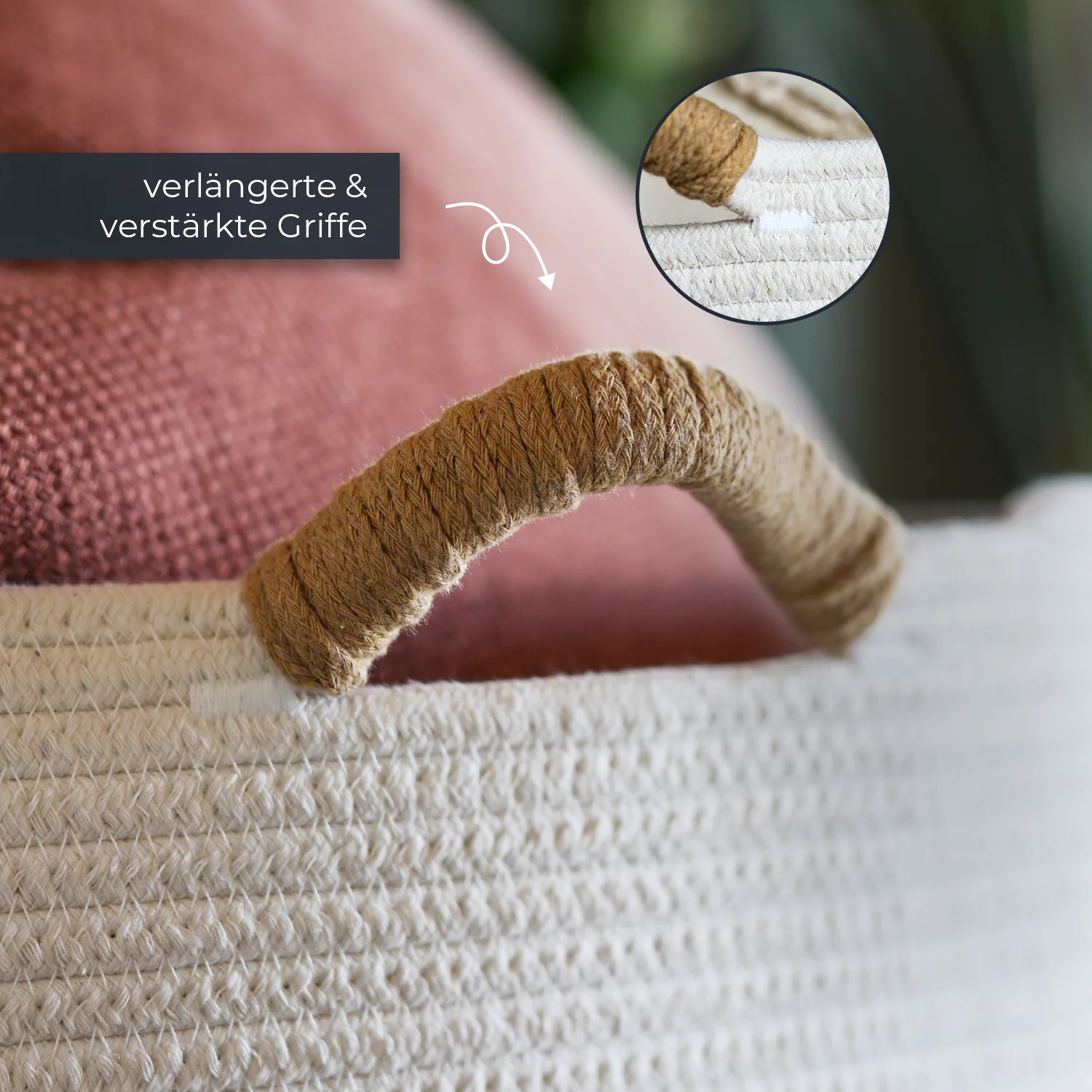 Aufbewahrungskorb mit Griffen, großer Korb aus Baumwolle, HMF 39014, 50 x 33 cm - Image 6