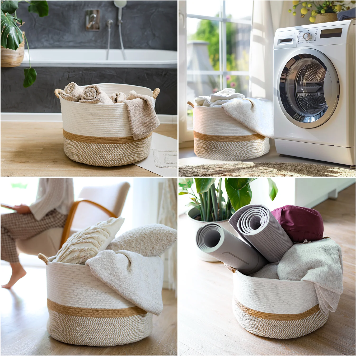 Aufbewahrungskorb mit Griffen, großer Korb aus Baumwolle, HMF 39014, 50 x 33 cm - Image 9