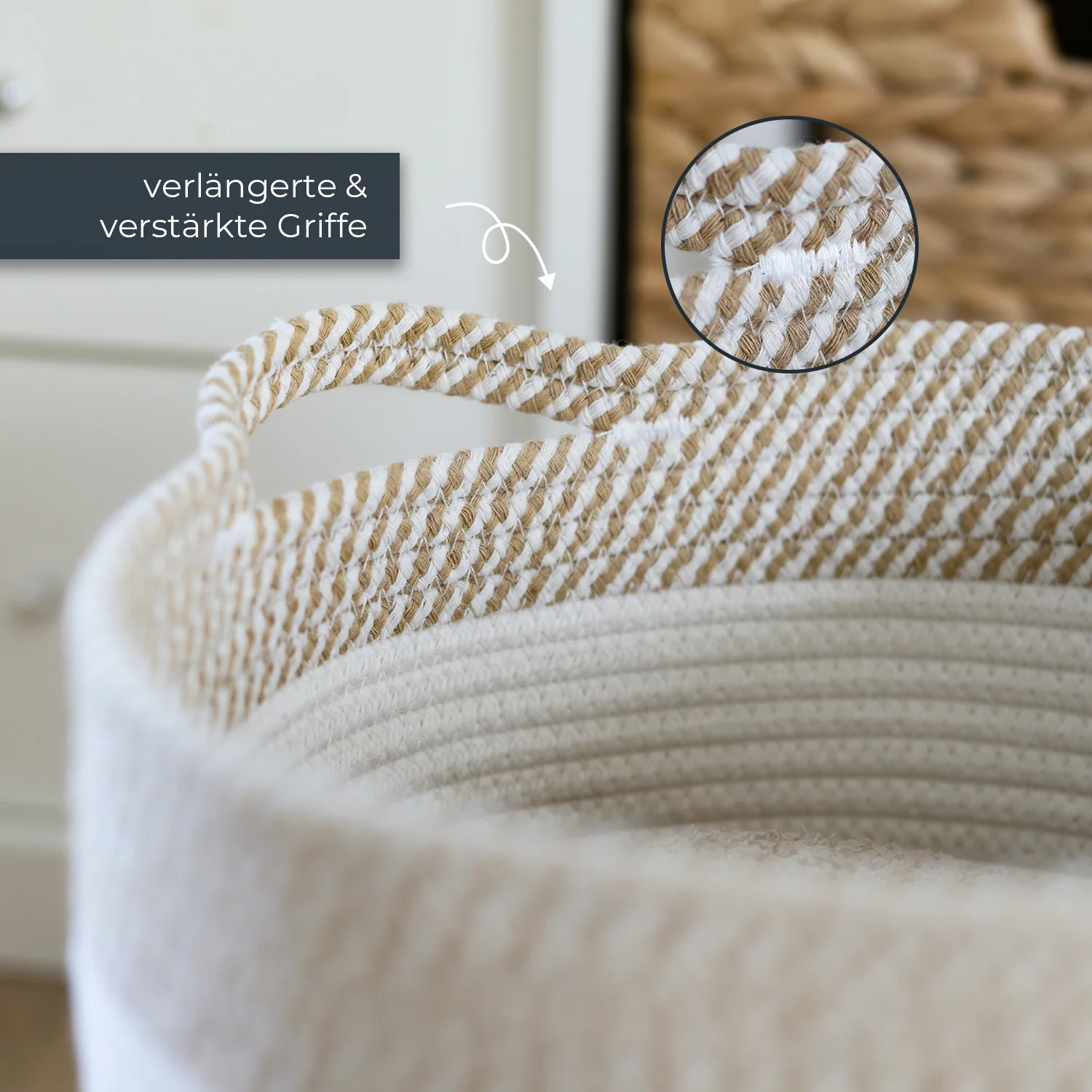 Aufbewahrungskorb mit Griffen, Korb für Kinderzimmer aus Baumwolle, Elefant, HMF 39020-30CM-ELE, 30,5 x 30,5 cm - Image 6