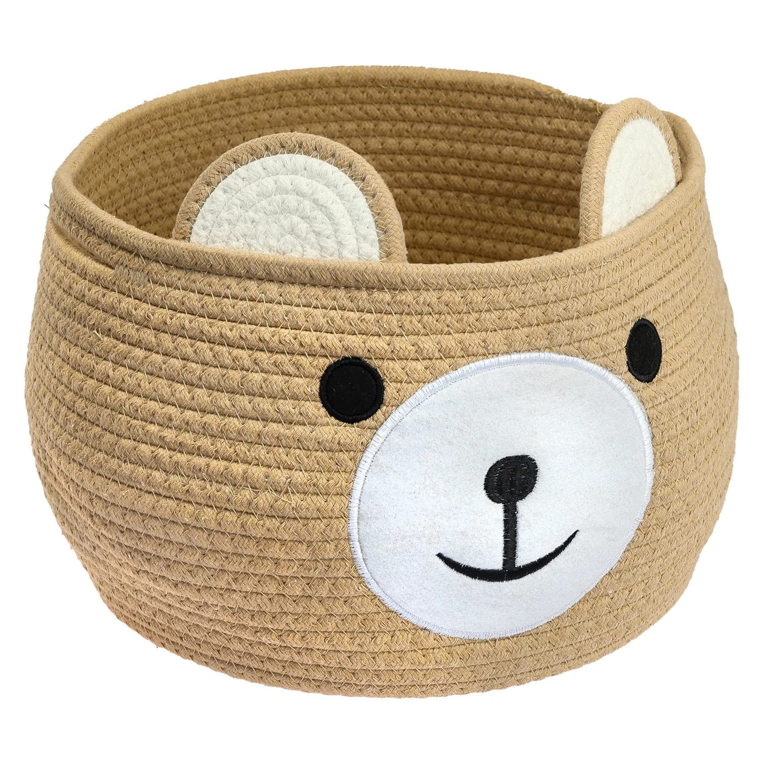 Aufbewahrungskorb mit versteckten Griffen, Korb für Kinderzimmer aus Baumwolle, Bär, HMF 39021, 30 x 24 cm - Image 10