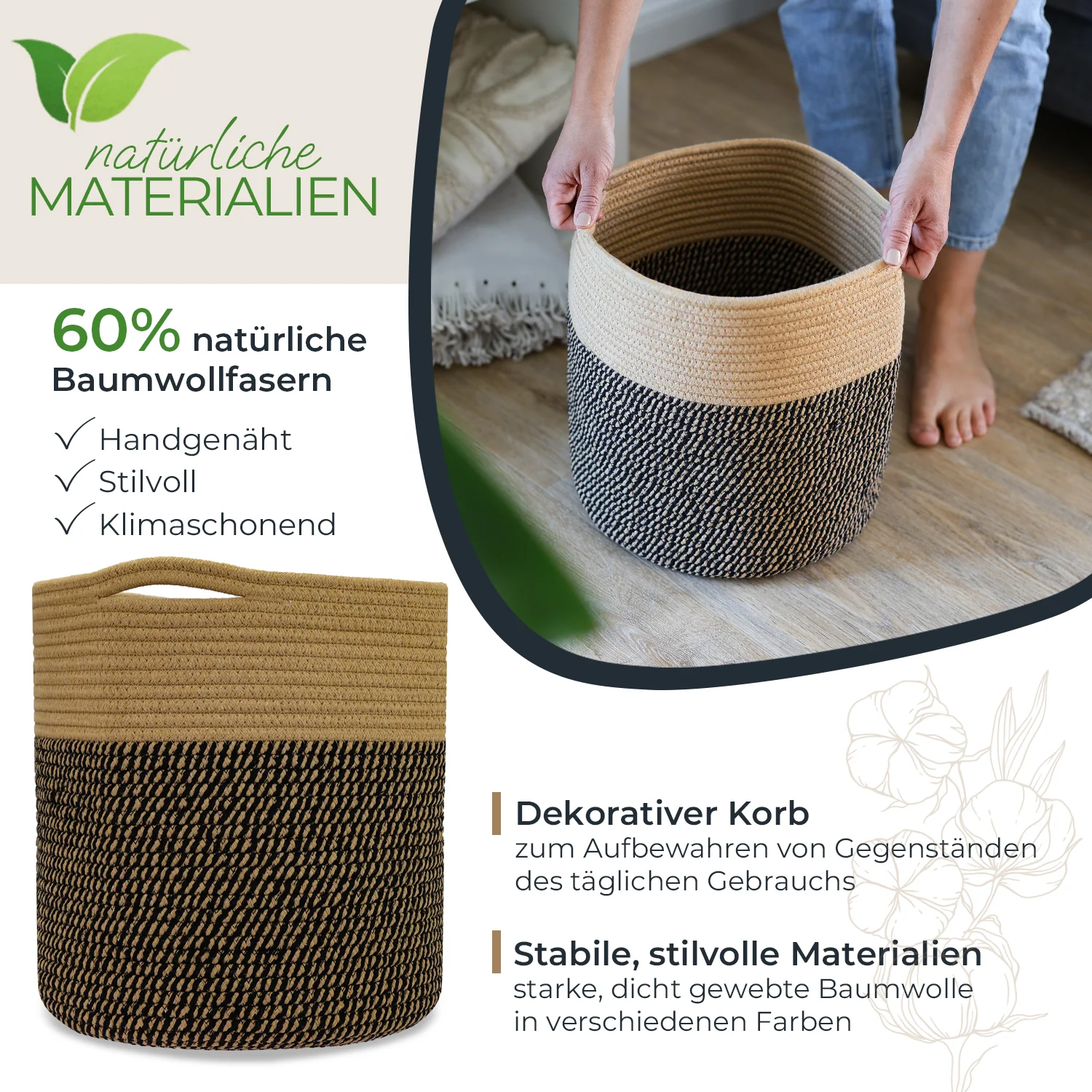 Aufbewahrungskorb mit versteckten Griffen, runder Korb passend für Kallax, HMF 39015, 31 x 31 cm - Image 11