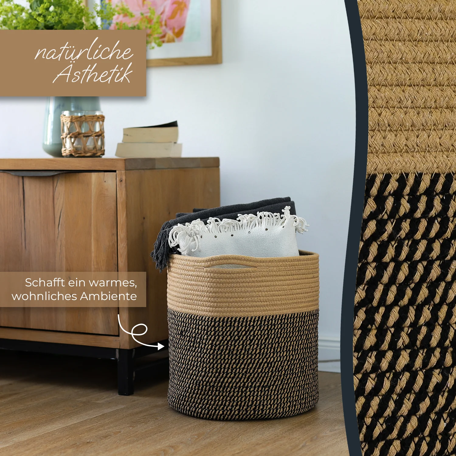 Aufbewahrungskorb mit versteckten Griffen, runder Korb passend für Kallax, HMF 39015, 31 x 31 cm - Image 13