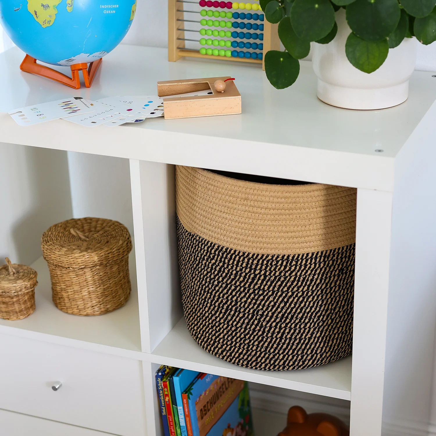 Aufbewahrungskorb mit versteckten Griffen, runder Korb passend für Kallax, HMF 39015, 31 x 31 cm - Image 17