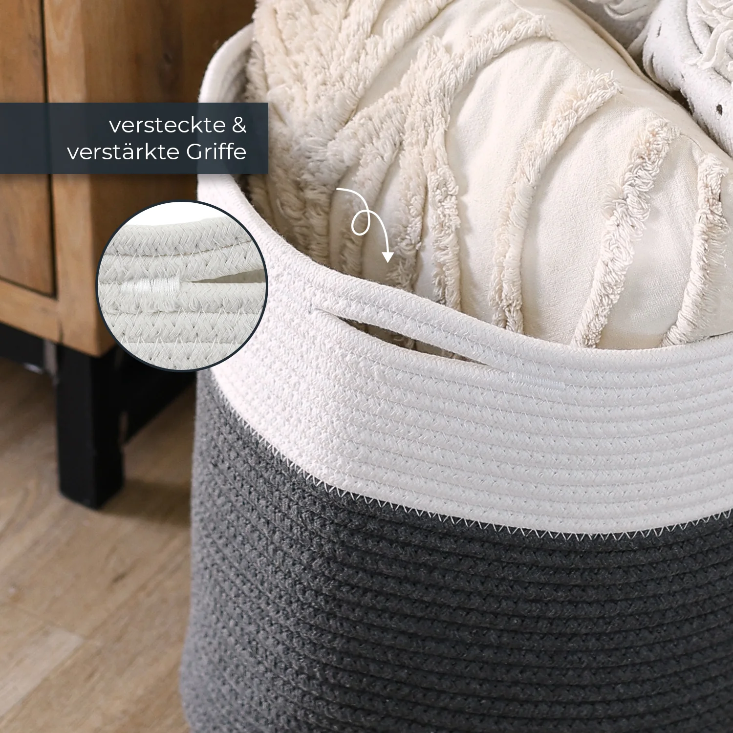 Aufbewahrungskorb mit versteckten Griffen, runder Korb passend für Kallax, HMF 39015, 31 x 31 cm - Image 24