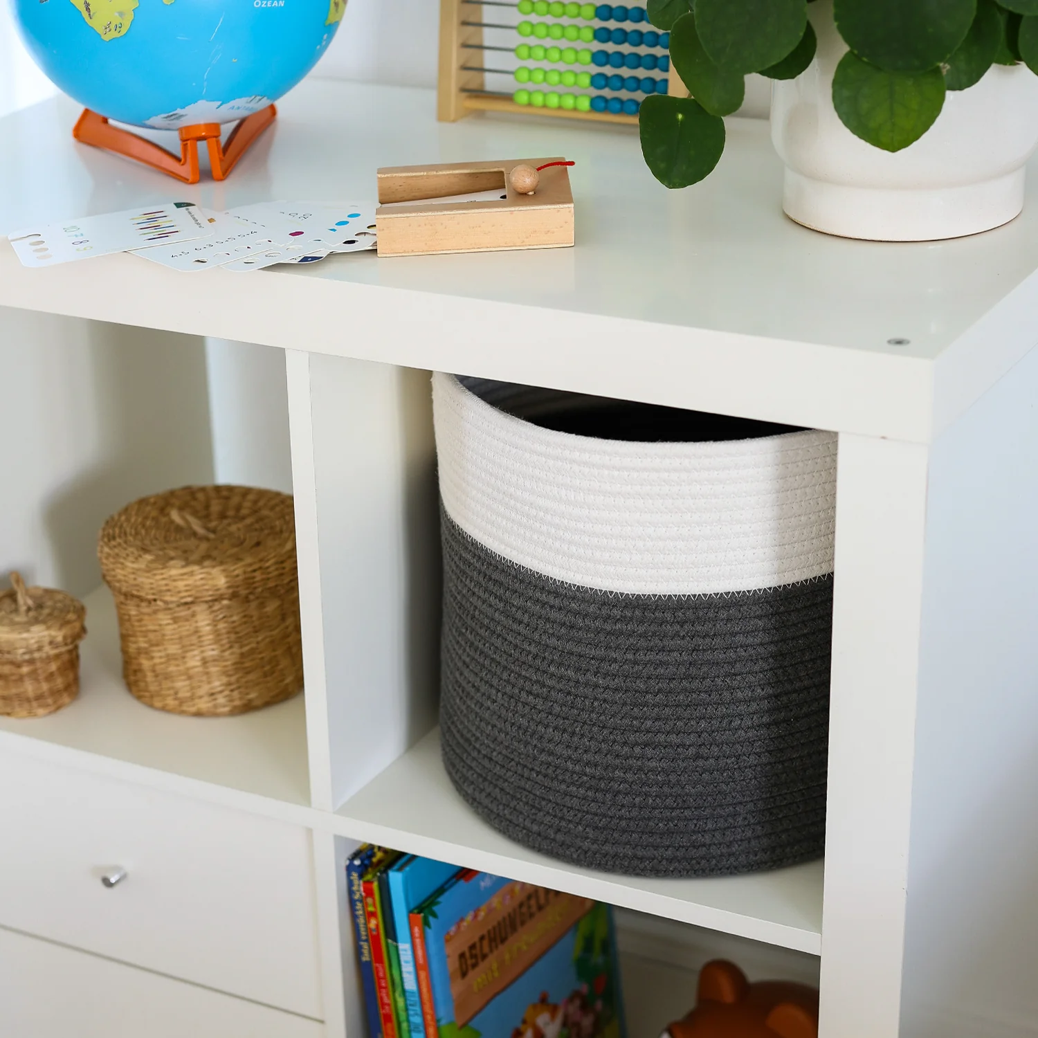 Aufbewahrungskorb mit versteckten Griffen, runder Korb passend für Kallax, HMF 39015, 31 x 31 cm - Image 26