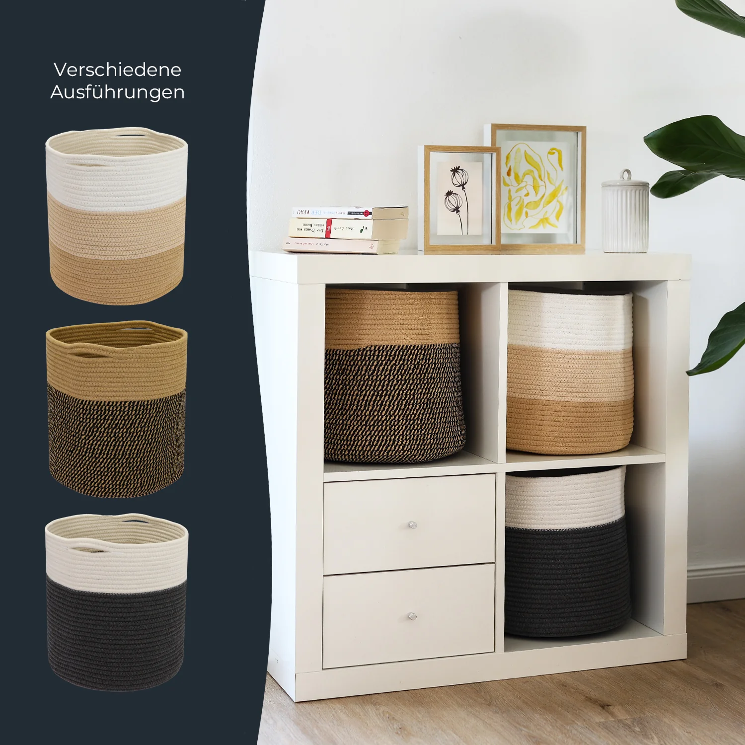 Aufbewahrungskorb mit versteckten Griffen, runder Korb passend für Kallax, HMF 39015, 31 x 31 cm - Image 27