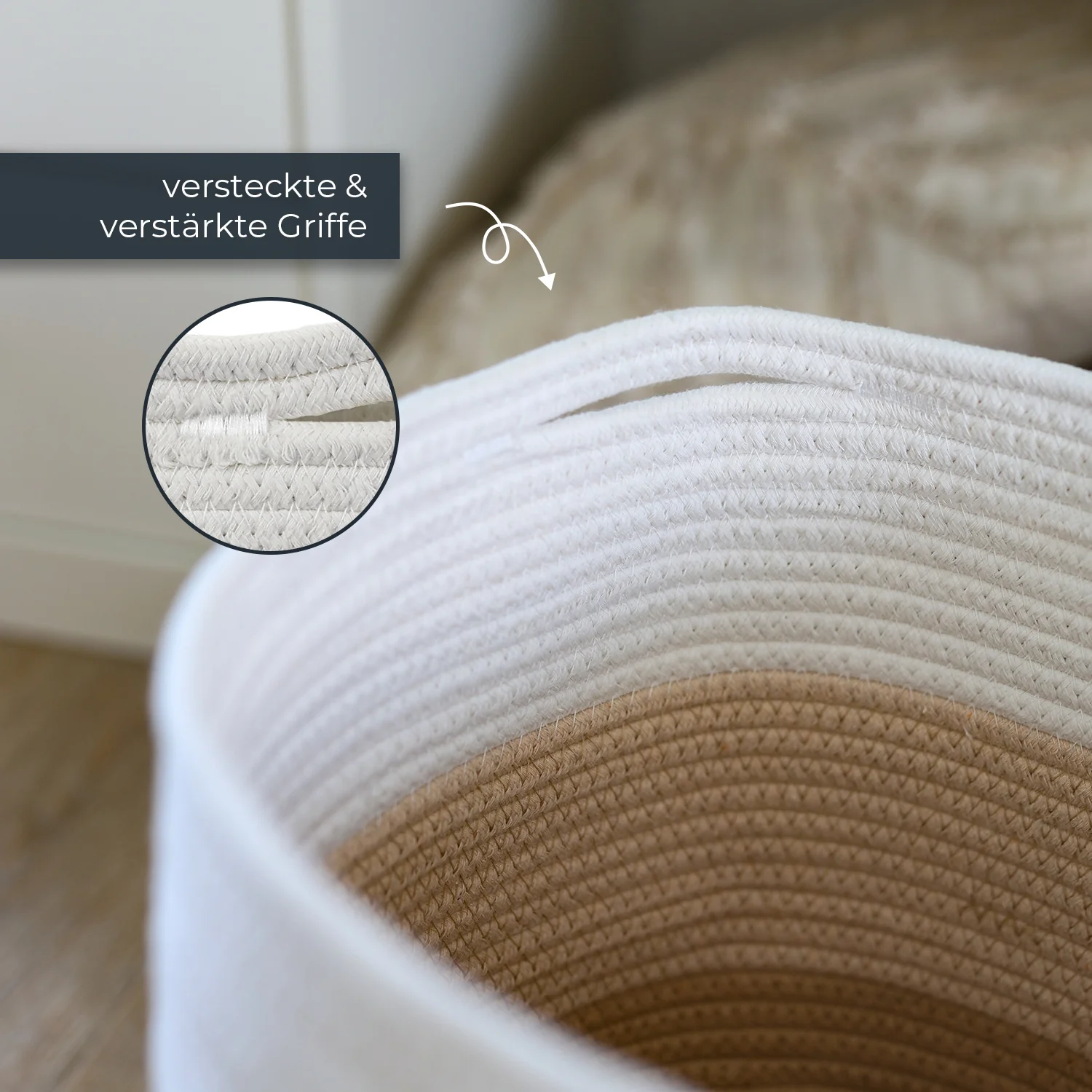 Aufbewahrungskorb mit versteckten Griffen, runder Korb passend für Kallax, HMF 39015, 31 x 31 cm - Image 6