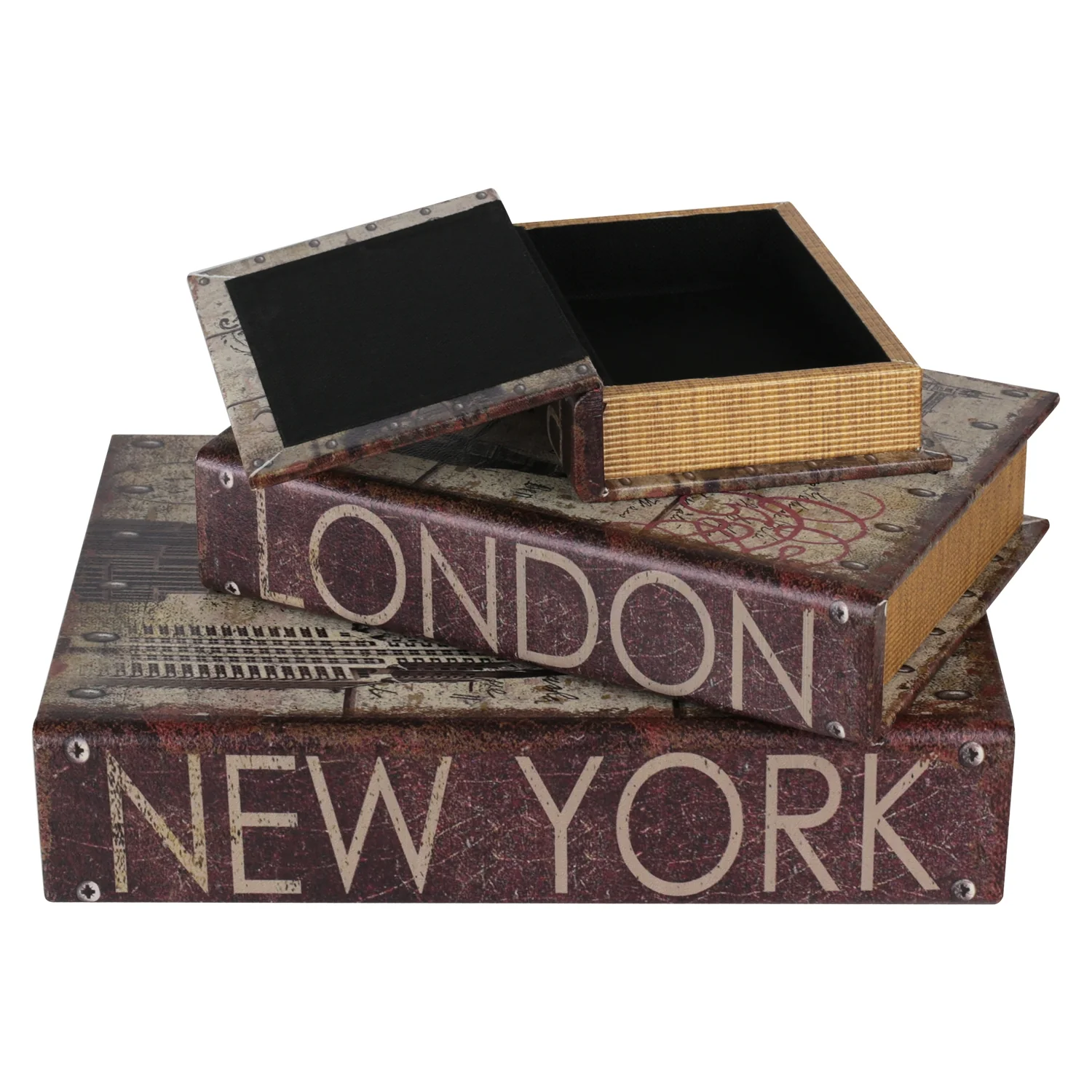 Buchtresor 3er Set Städte, Antik-Look, HMF 80961, 32,5 x 23,5 x 7,5 cm - Image 3