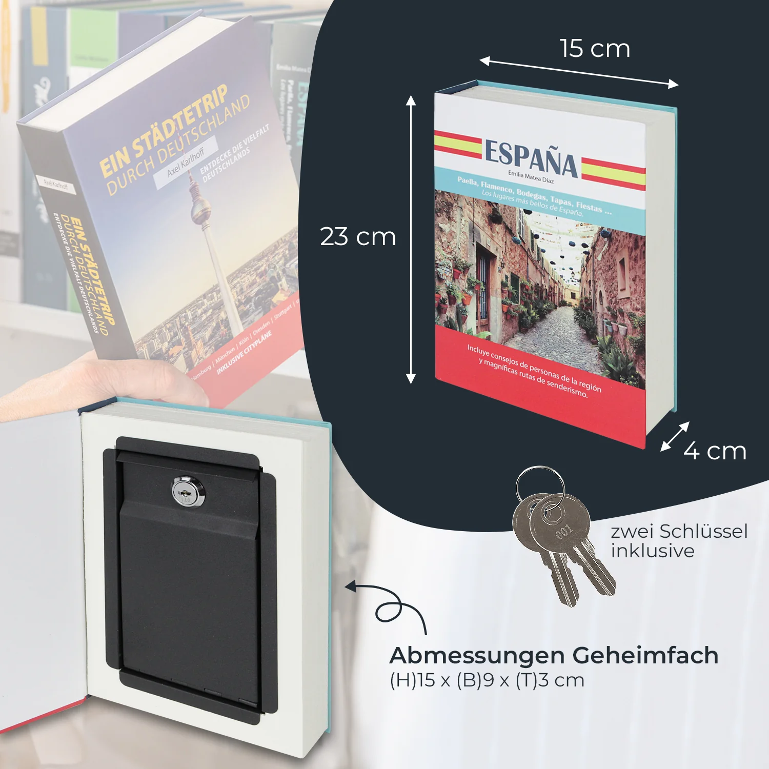 Buchtresor Papierseiten, HMF 80900, 23 x 15 x 4 cm - Image 40