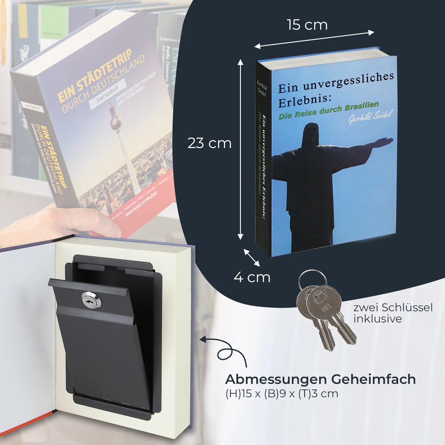 Buchtresor Papierseiten, HMF 80900, 23 x 15 x 4 cm - Image 6