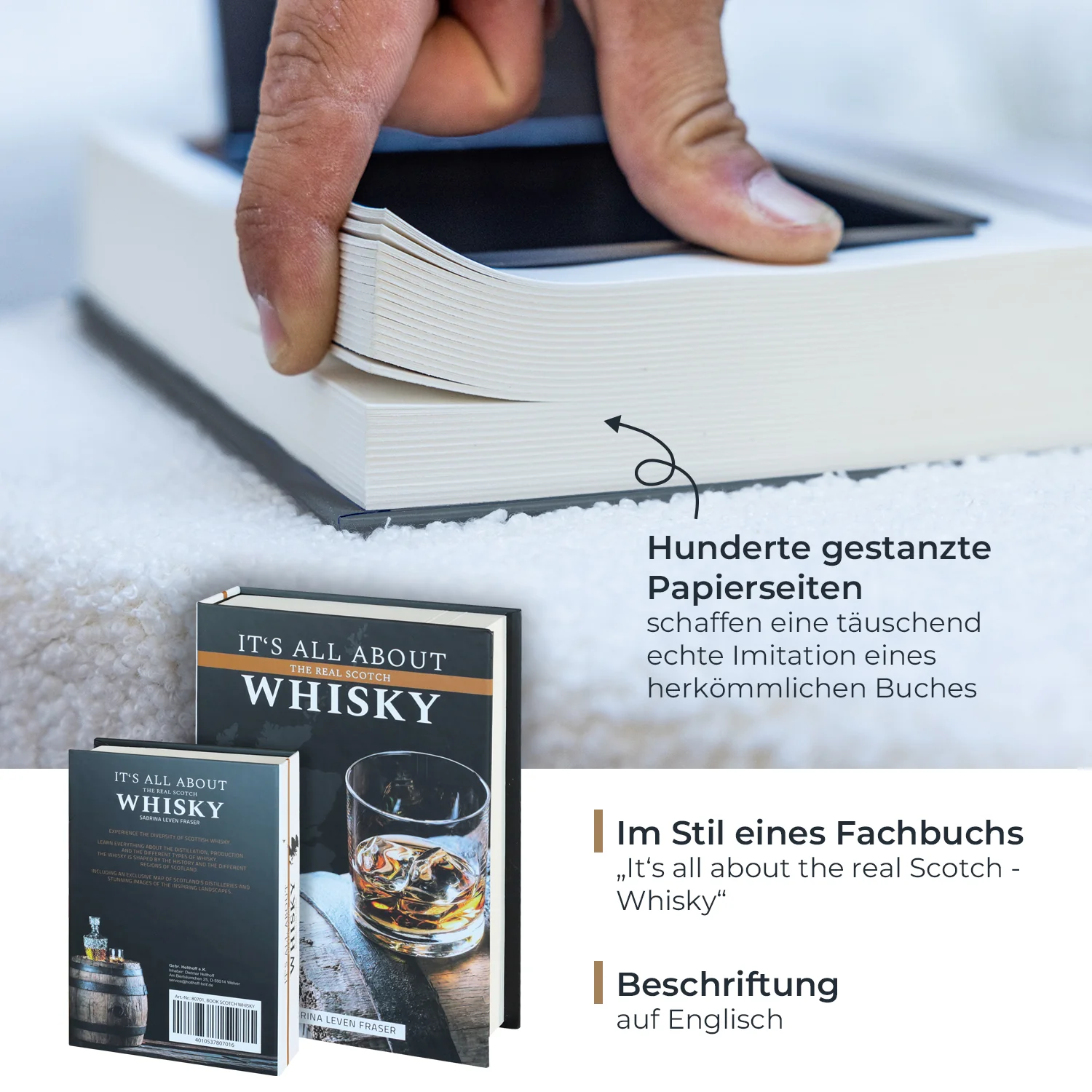Buchtresor Papierseiten Whisky, HMF 80701, 18,7 x 13 x 4,2 cm - Image 3