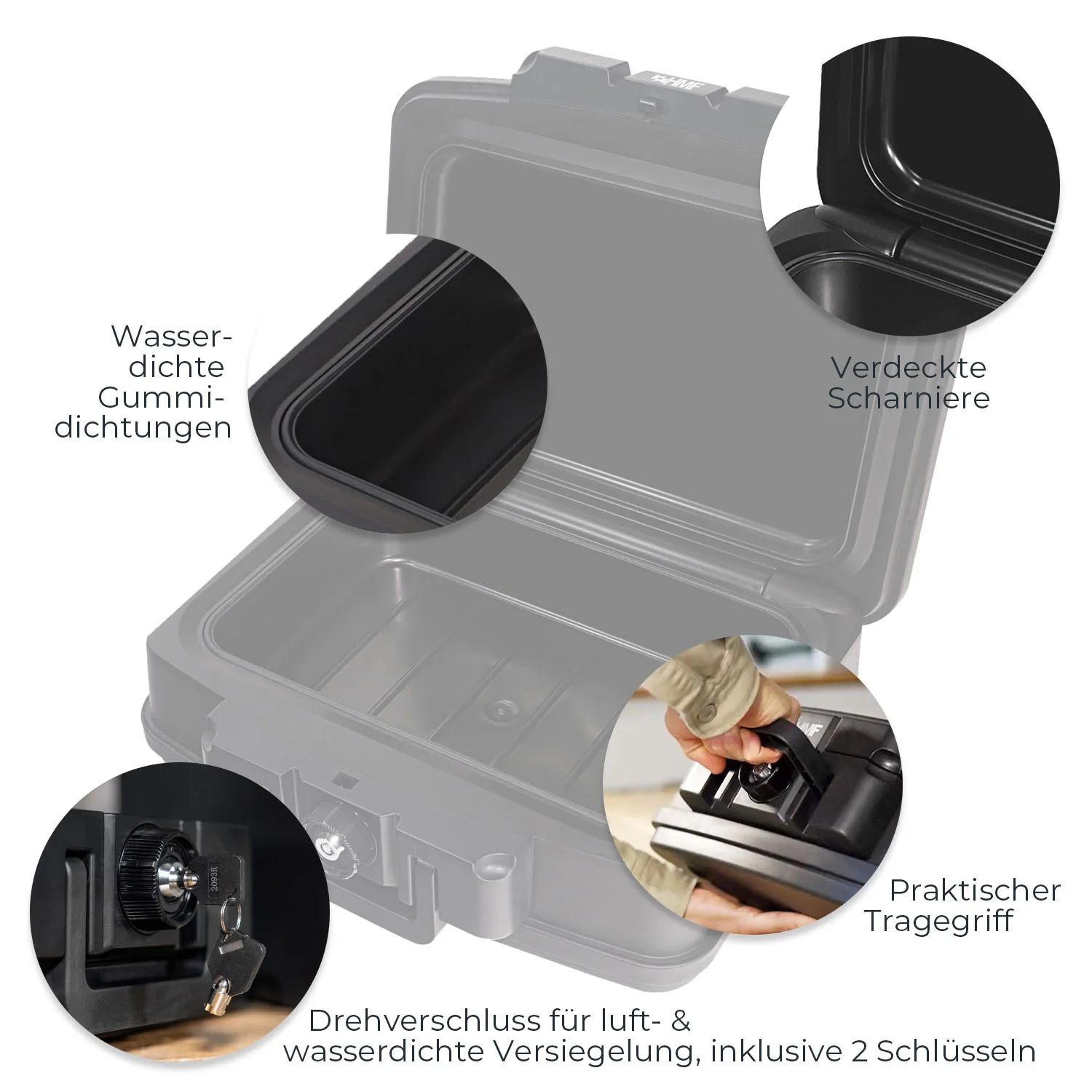 Feuerfeste Wasserdichte Dokumentenbox, HMF 250451, DIN A5, Schwarz - Image 4