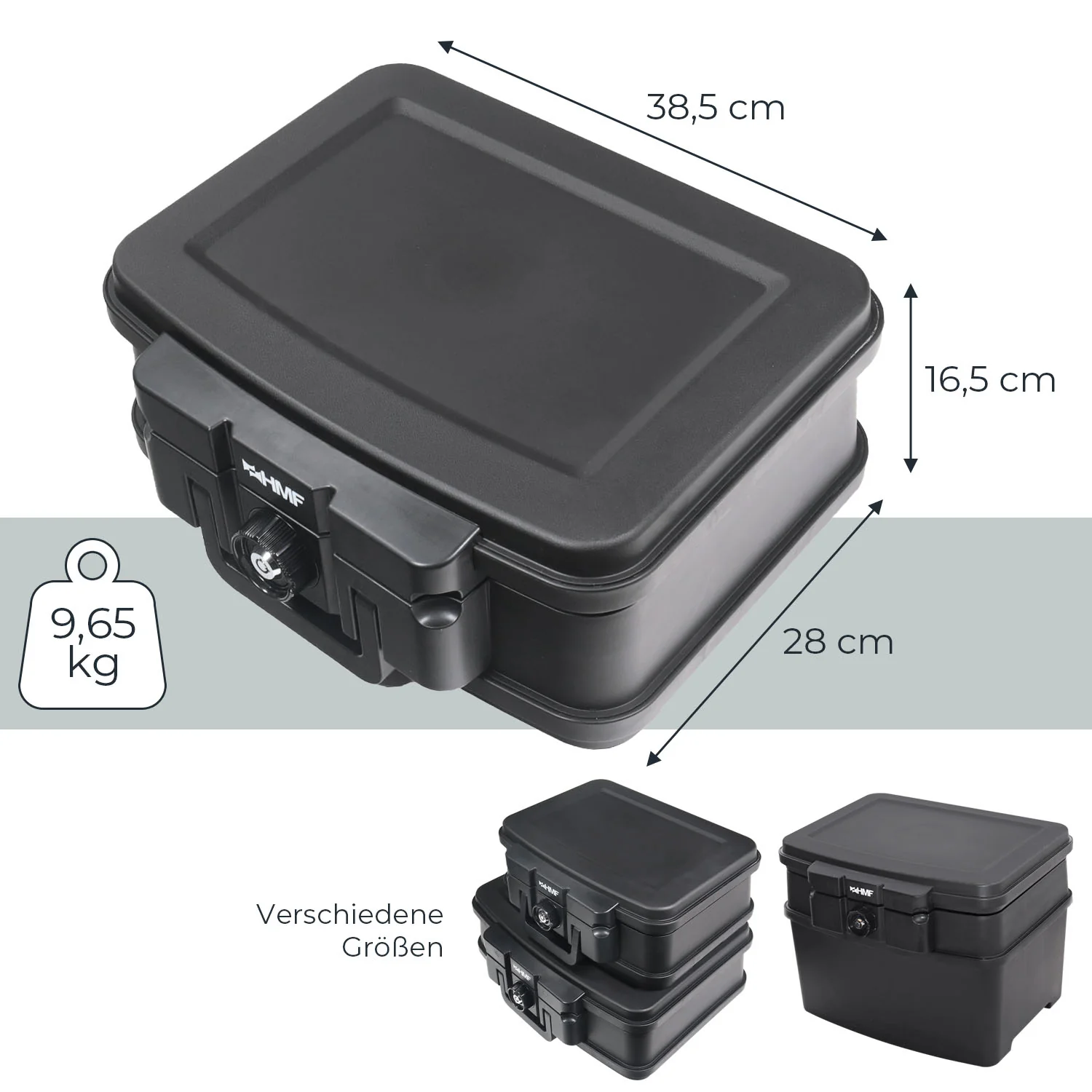 Feuerfeste Wasserdichte Dokumentenbox, HMF 250451, DIN A5, Schwarz - Image 5
