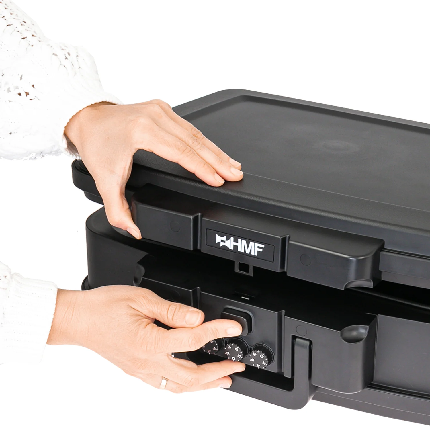 Feuerfeste Wasserdichte Dokumentenbox mit Zahlenschloss, HMF 250437, DIN A4, Schwarz - Image 14