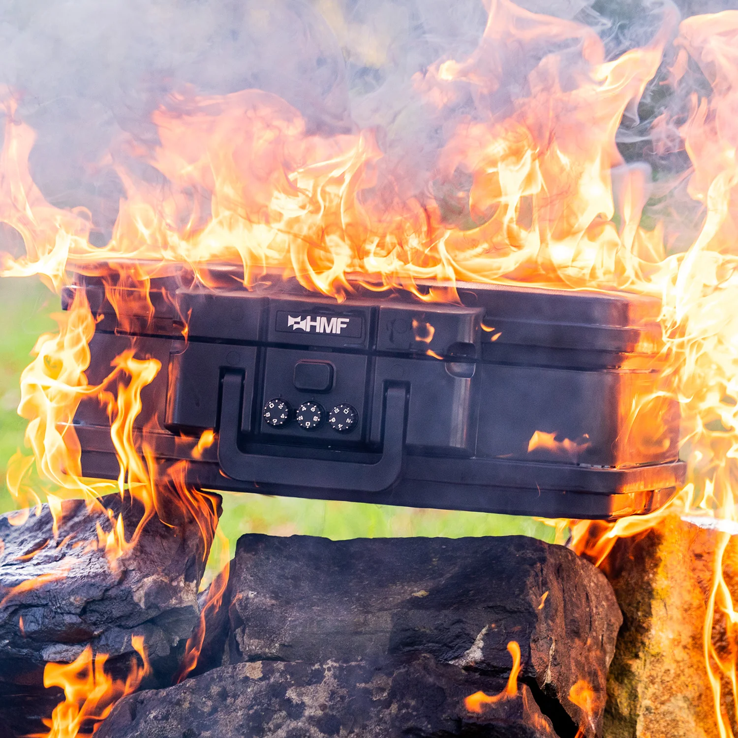 Feuerfeste Wasserdichte Dokumentenbox mit Zahlenschloss, HMF 250437, DIN A4, Schwarz - Image 6