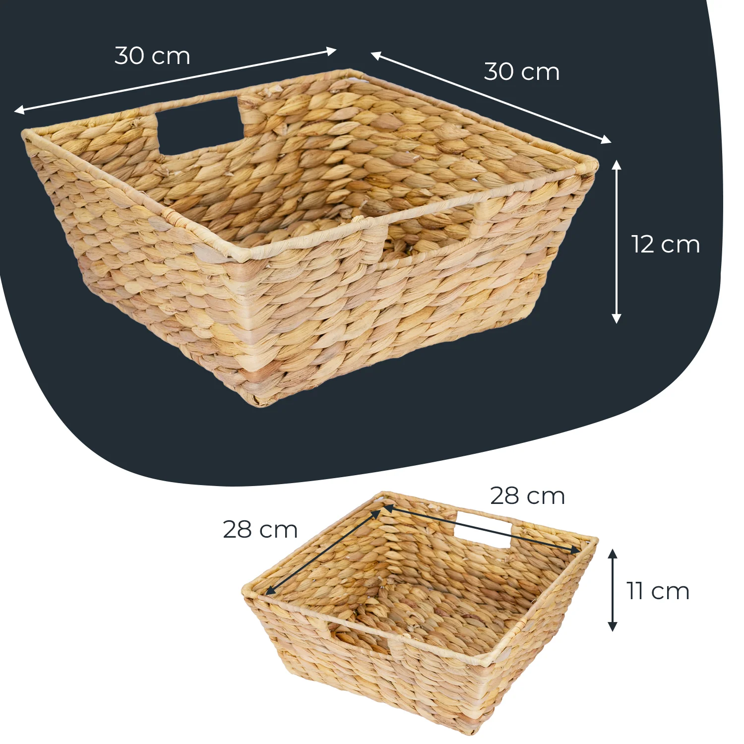 Geschenkkorb leer, Aufbewahrungskorb geflochten aus Wasserhyazinthe, HMF 37269-30CM, 30 x 30 x 12 cm - Image 5