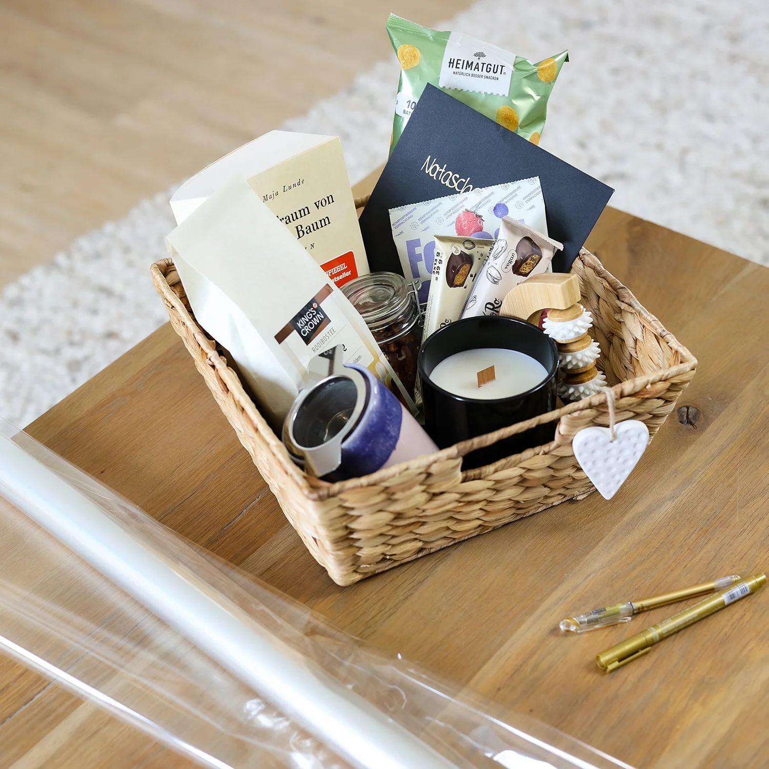 Geschenkkorb leer, Aufbewahrungskorb geflochten aus Wasserhyazinthe, HMF 37269-30CM, 30 x 30 x 12 cm - Image 6