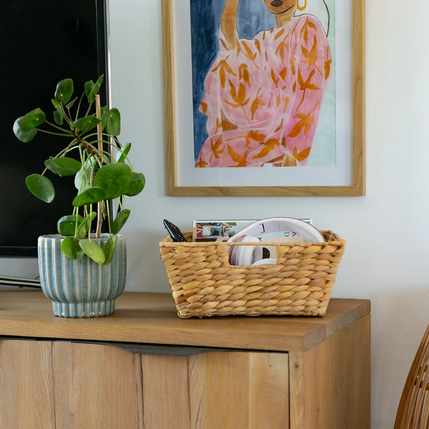 Geschenkkorb leer, Aufbewahrungskorb geflochten aus Wasserhyazinthe, HMF 37269-30CM, 30 x 30 x 12 cm - Image 7