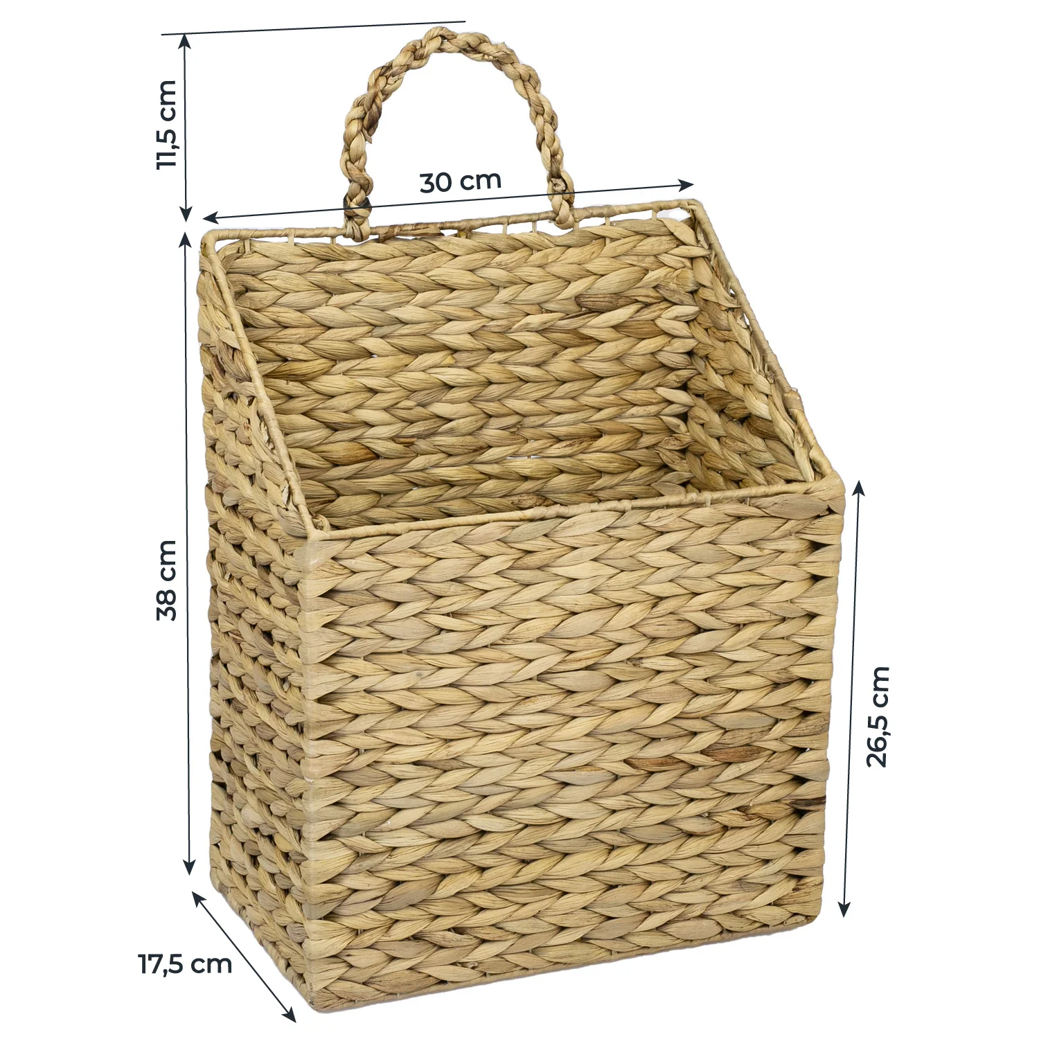 Hängekorb geflochten aus Wasserhyazinthe, HMF 37220, 30 x 17,5 x 38 cm - Image 3