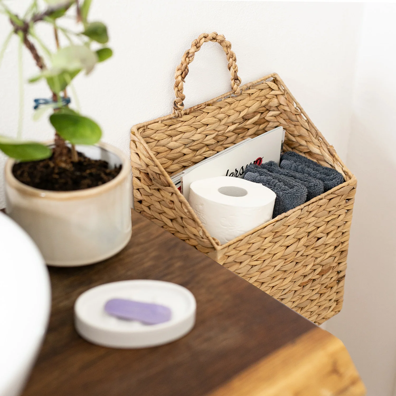 Hängekorb geflochten aus Wasserhyazinthe, HMF 37220, 30 x 17,5 x 38 cm - Image 7