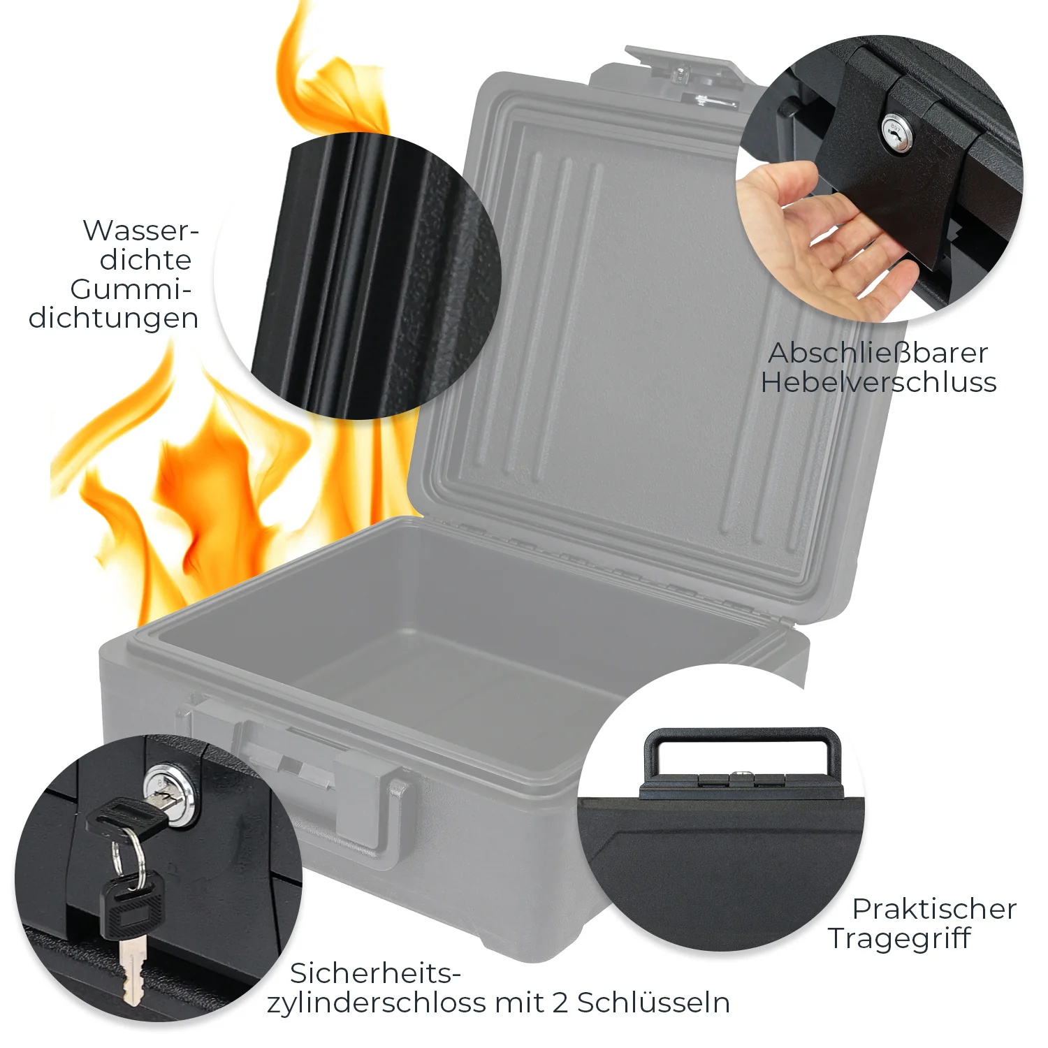 HMF 25042 Feuerfeste Wasserdichte Dokumentenbox | DIN A4 | Schwarz - Image 10