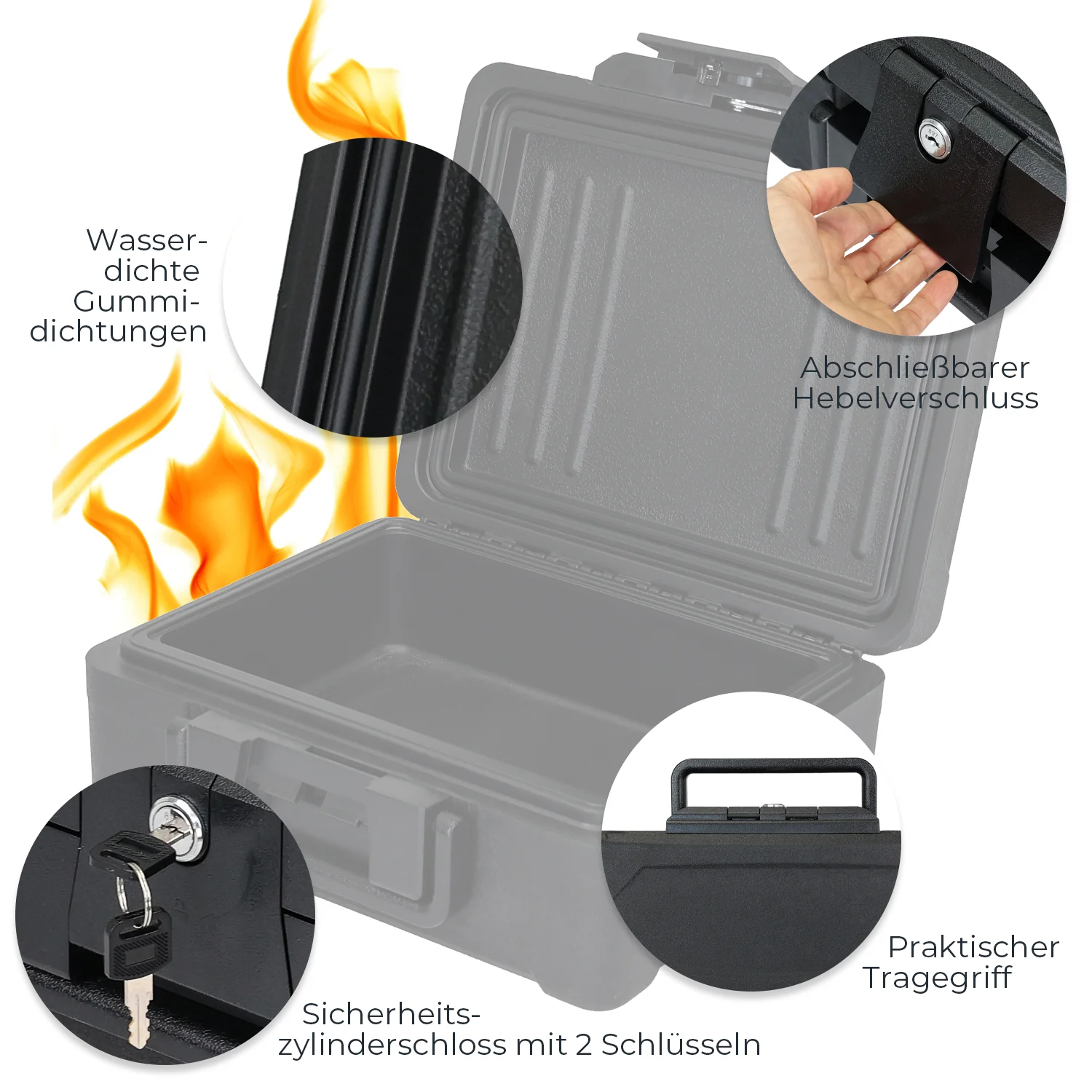 HMF 25042 Feuerfeste Wasserdichte Dokumentenbox | DIN A4 | Schwarz - Image 4
