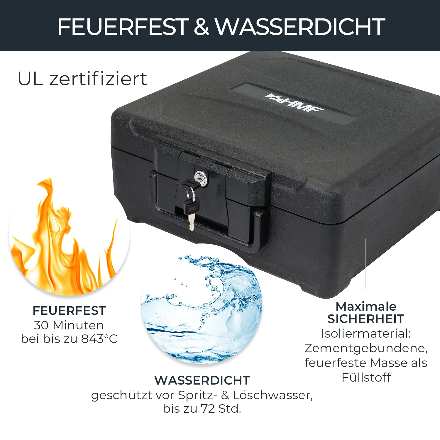 HMF 25042 Feuerfeste Wasserdichte Dokumentenbox | DIN A4 | Schwarz - Image 8