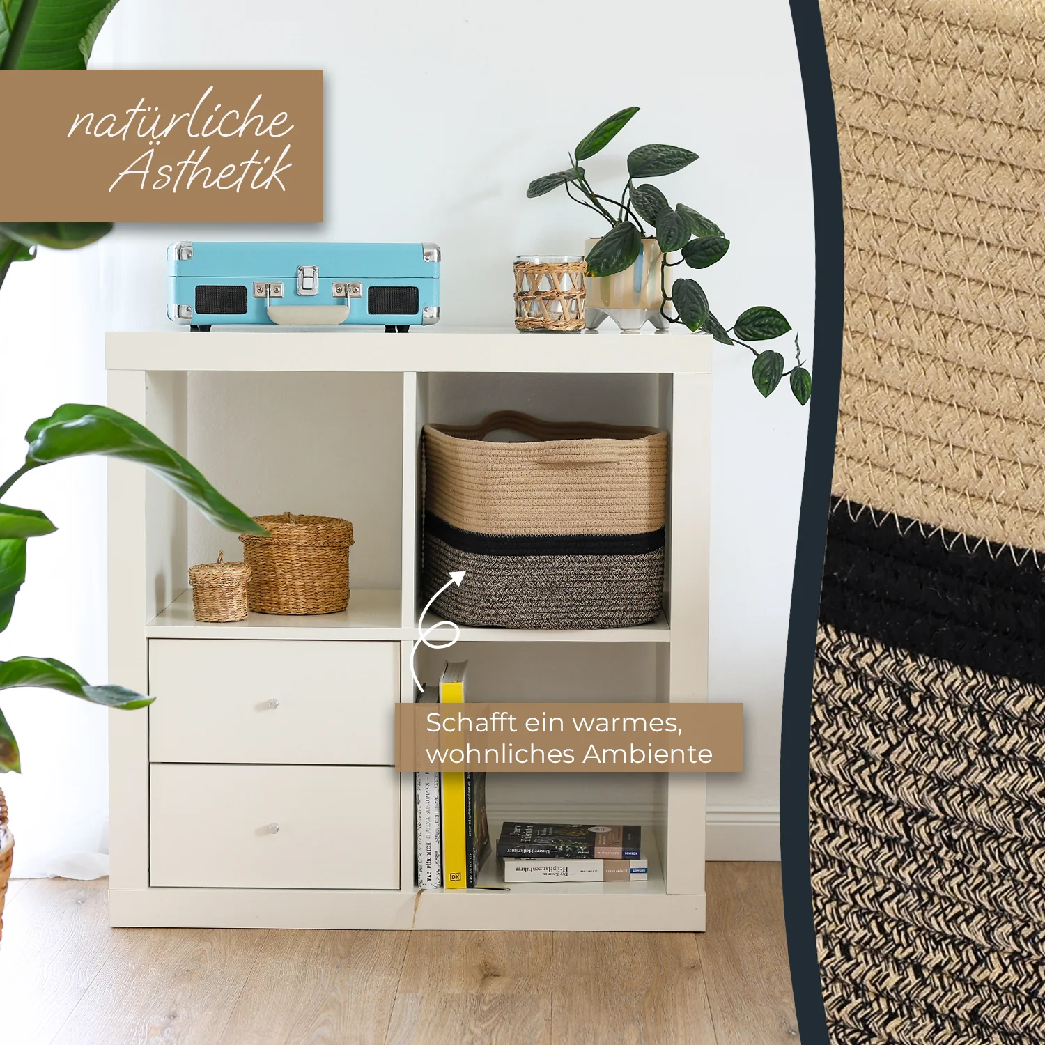 HMF 39011 Aufbewahrungskorb mit verlängerten Griffen, Korb aus Baumwolle, 36 x 30 x 25 cm - Image 13