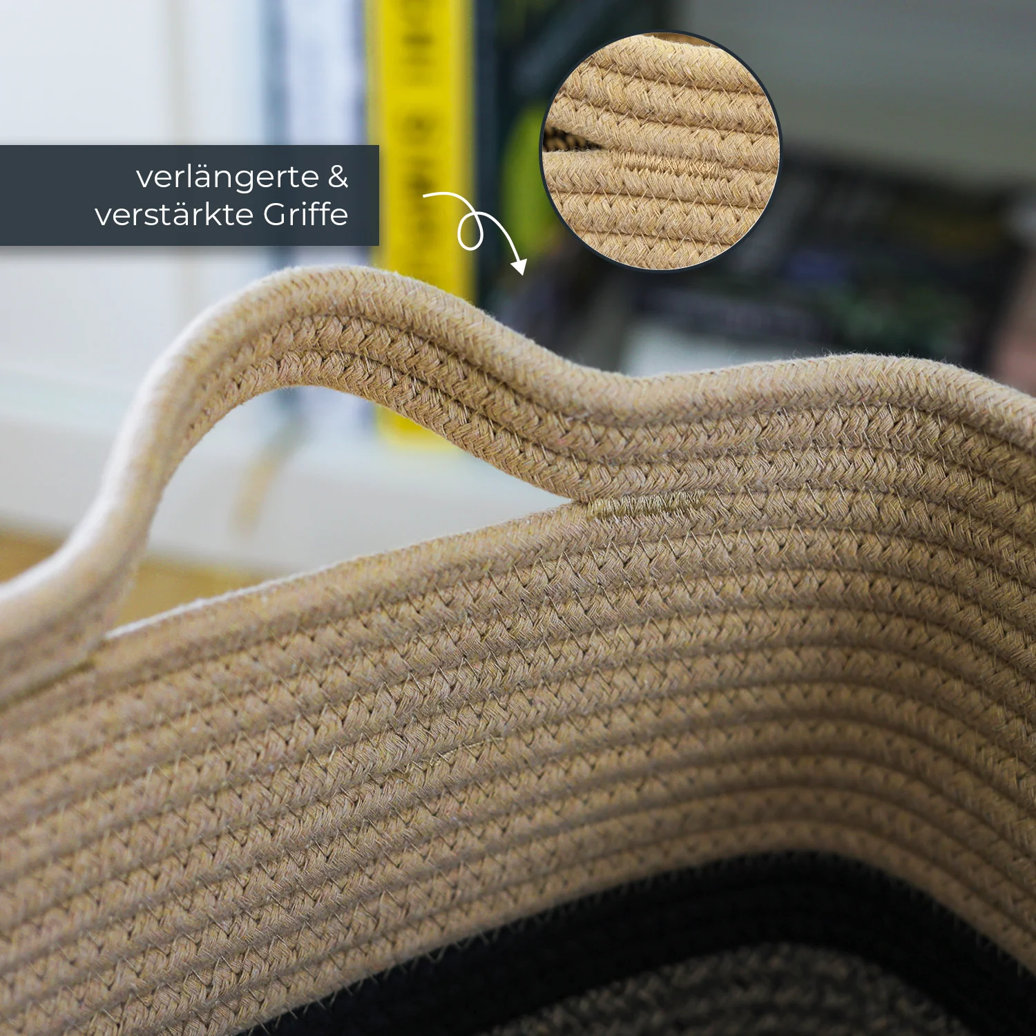HMF 39011 Aufbewahrungskorb mit verlängerten Griffen, Korb aus Baumwolle, 36 x 30 x 25 cm - Image 15
