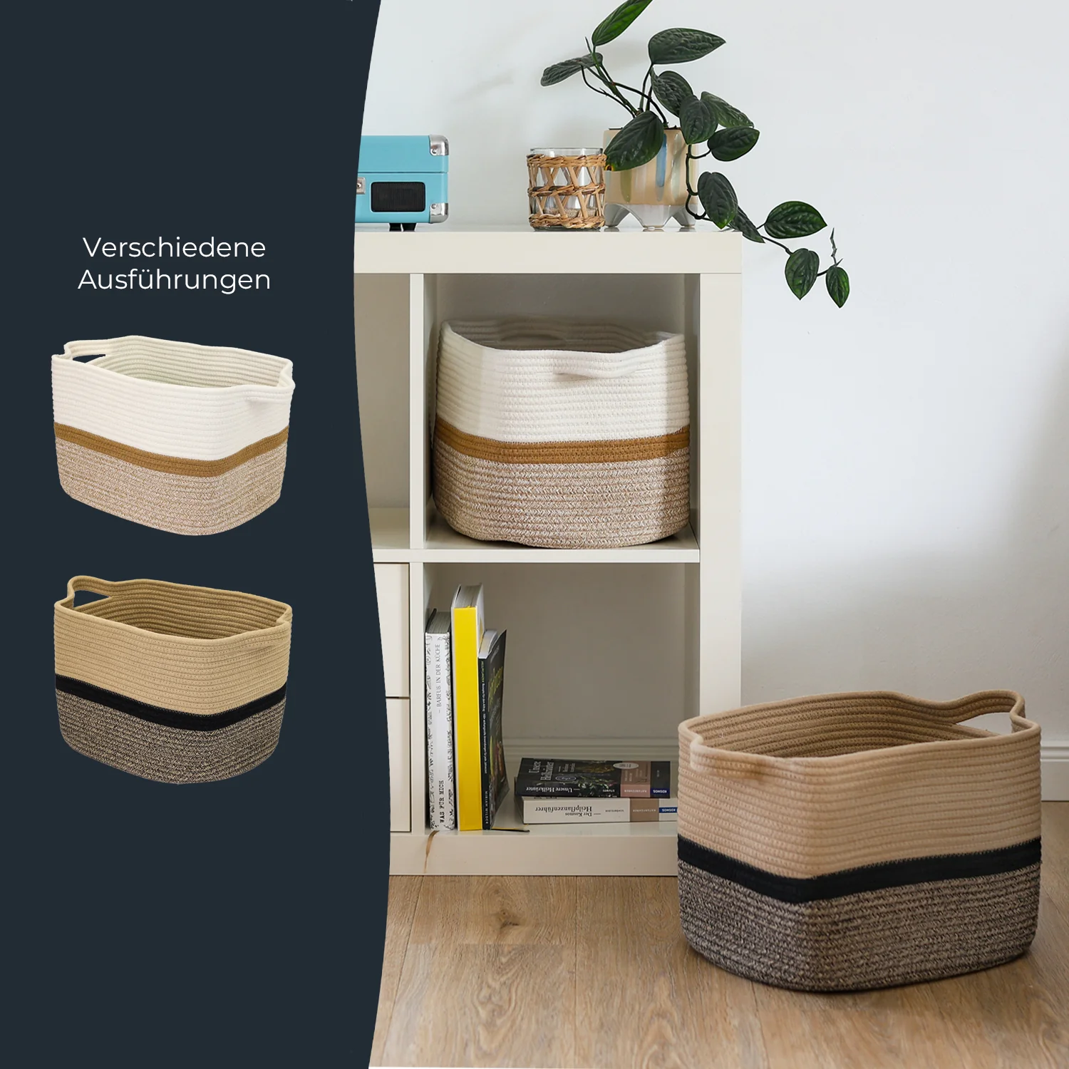 HMF 39011 Aufbewahrungskorb mit verlängerten Griffen, Korb aus Baumwolle, 36 x 30 x 25 cm - Image 18