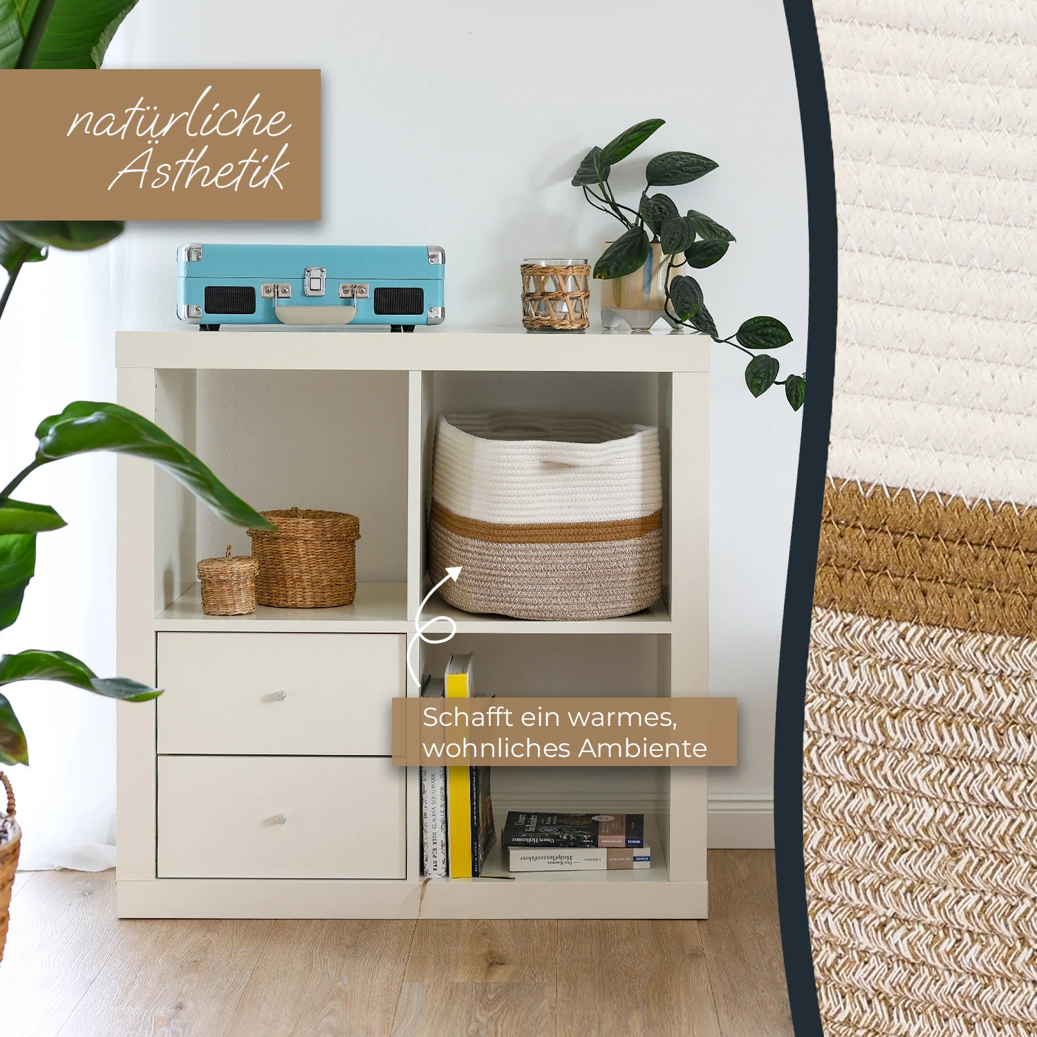 HMF 39011 Aufbewahrungskorb mit verlängerten Griffen, Korb aus Baumwolle, 36 x 30 x 25 cm - Image 4