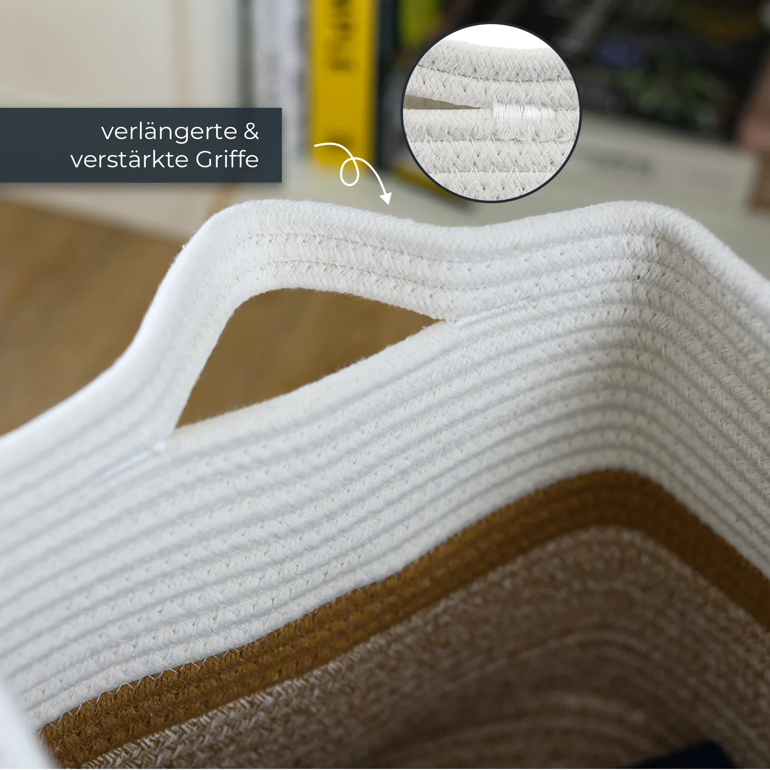 HMF 39011 Aufbewahrungskorb mit verlängerten Griffen, Korb aus Baumwolle, 36 x 30 x 25 cm - Image 6