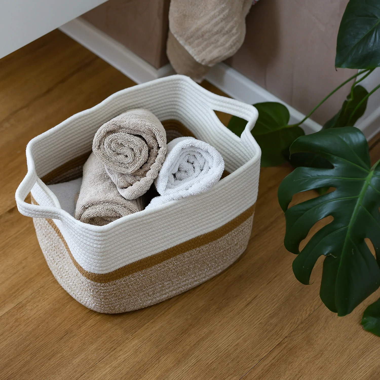 HMF 39011 Aufbewahrungskorb mit verlängerten Griffen, Korb aus Baumwolle, 36 x 30 x 25 cm - Image 7