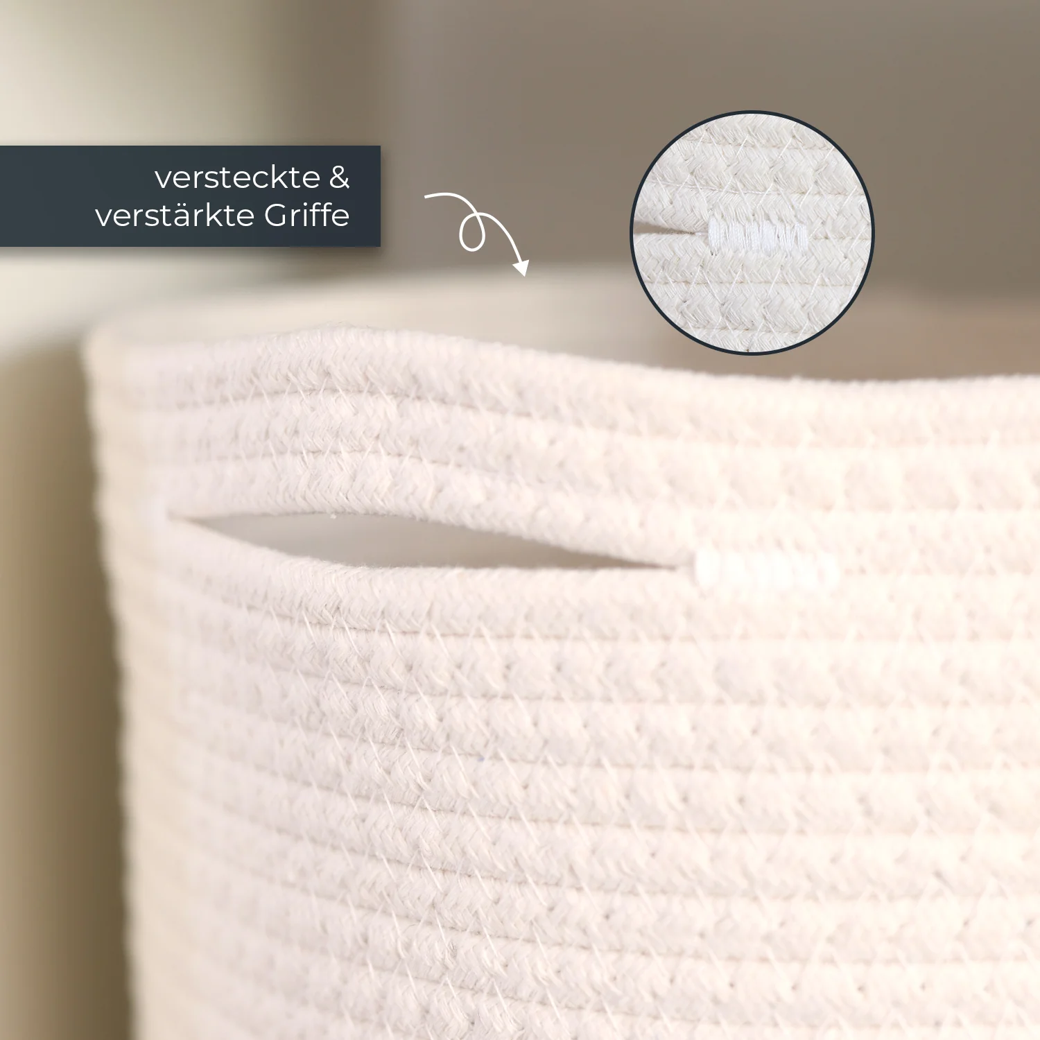 HMF 39022 Aufbewahrungskorb mit versteckten Griffen, 3er Set, Korb für Kinderzimmer aus Baumwolle , Groß, Mittel, Klein - Image 15